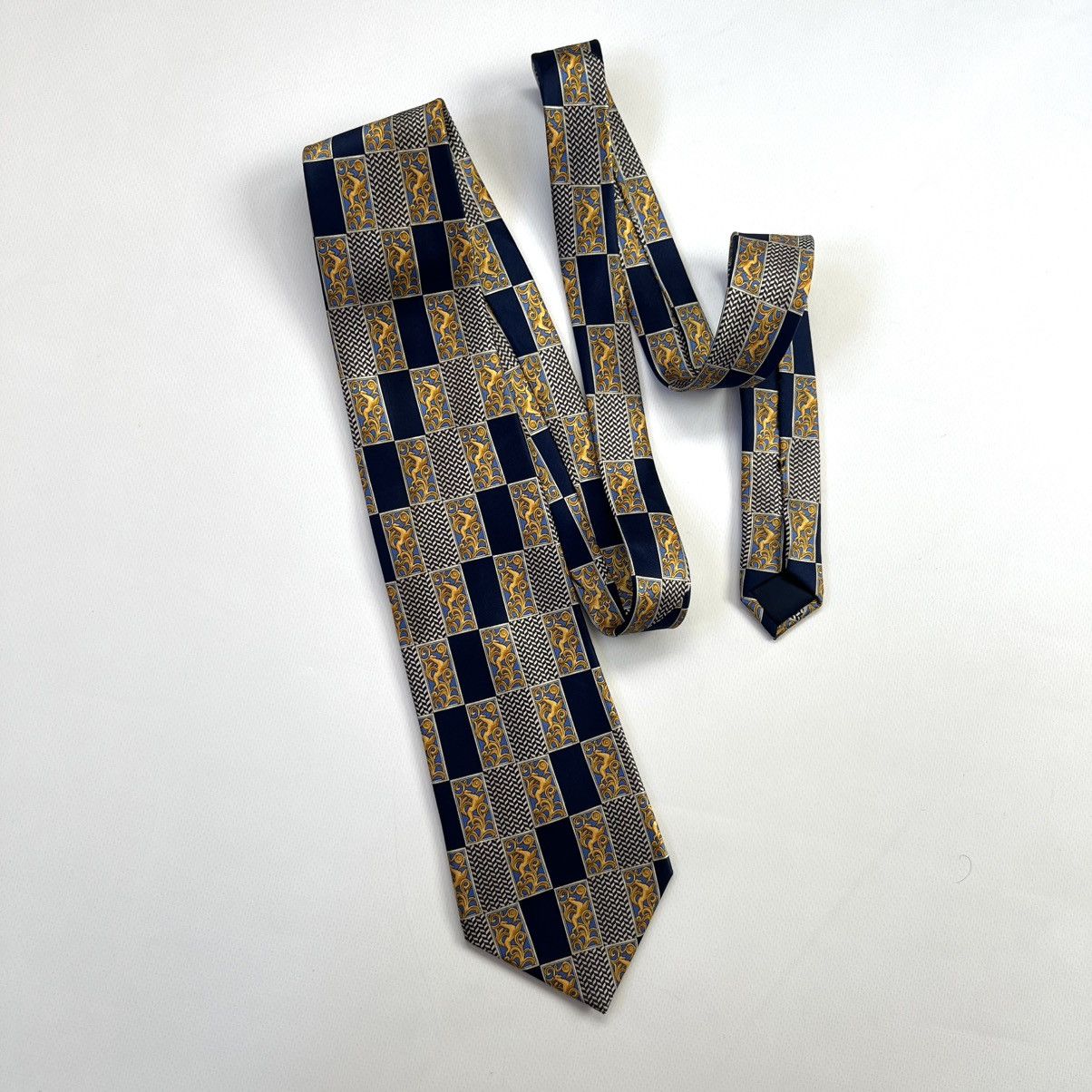 Lanvin Lanvin blue gold silk tie Size ONE SIZE - 2 Thumbnail