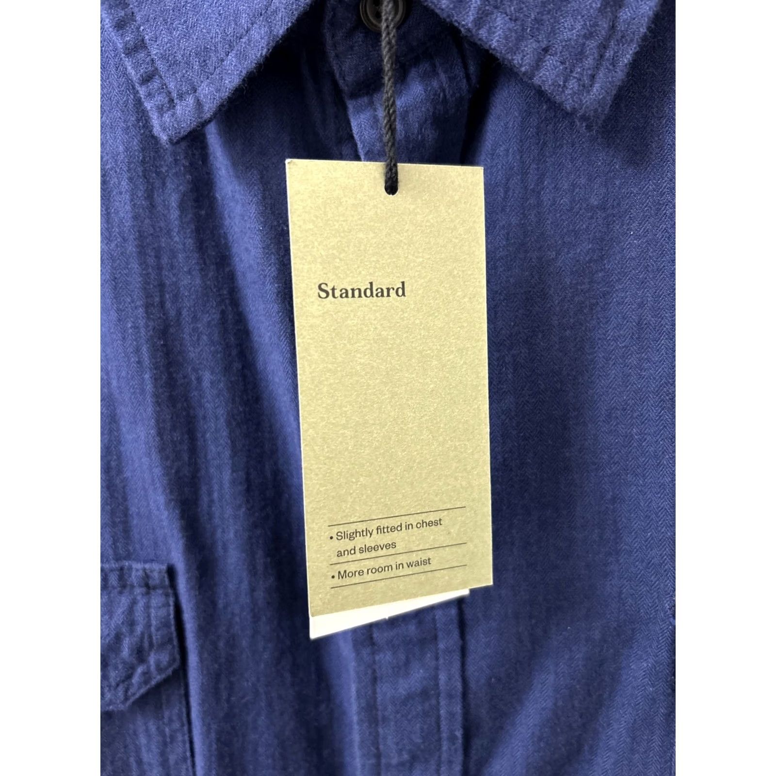 Vintage Goodfellow & Co Shirt Mens 2XL Blue Herringbone Button-Down Long Sleeve Pockets Slant Pocket Casual Workwear Shirt Size US XXL / EU 58 / 5 - 5 Thumbnail