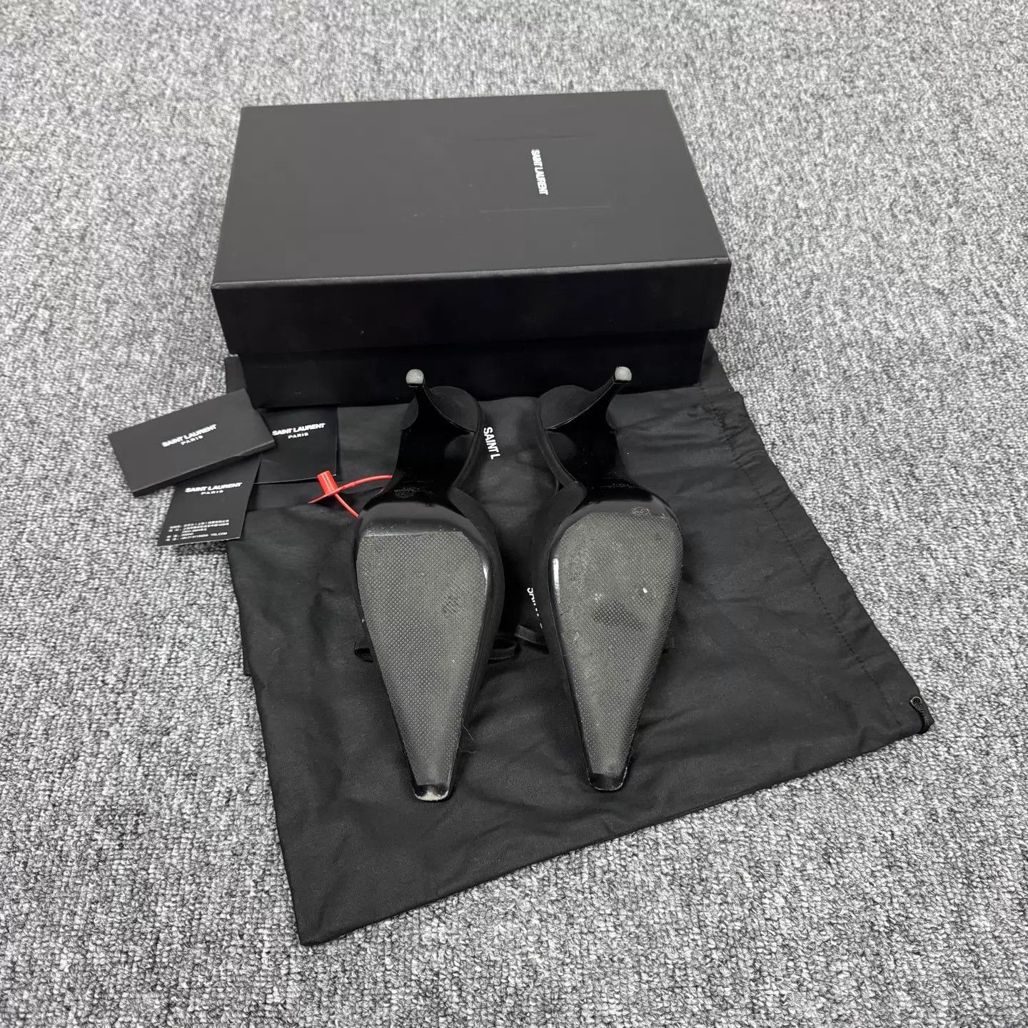 Saint Laurent Paris SLP Women's Black Pointed Toe Crystal Buckle Heels 39 Size US 8.5 / IT 38.5 - 5 Thumbnail