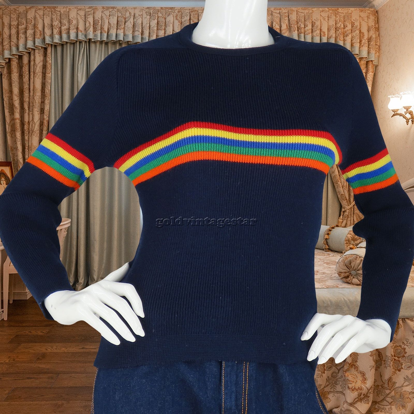 Vintage Vintage Demetre Rainbow Striped Ski Funky Knit Sweater Size XS / US 0-2 / IT 36-38 - 9 Thumbnail