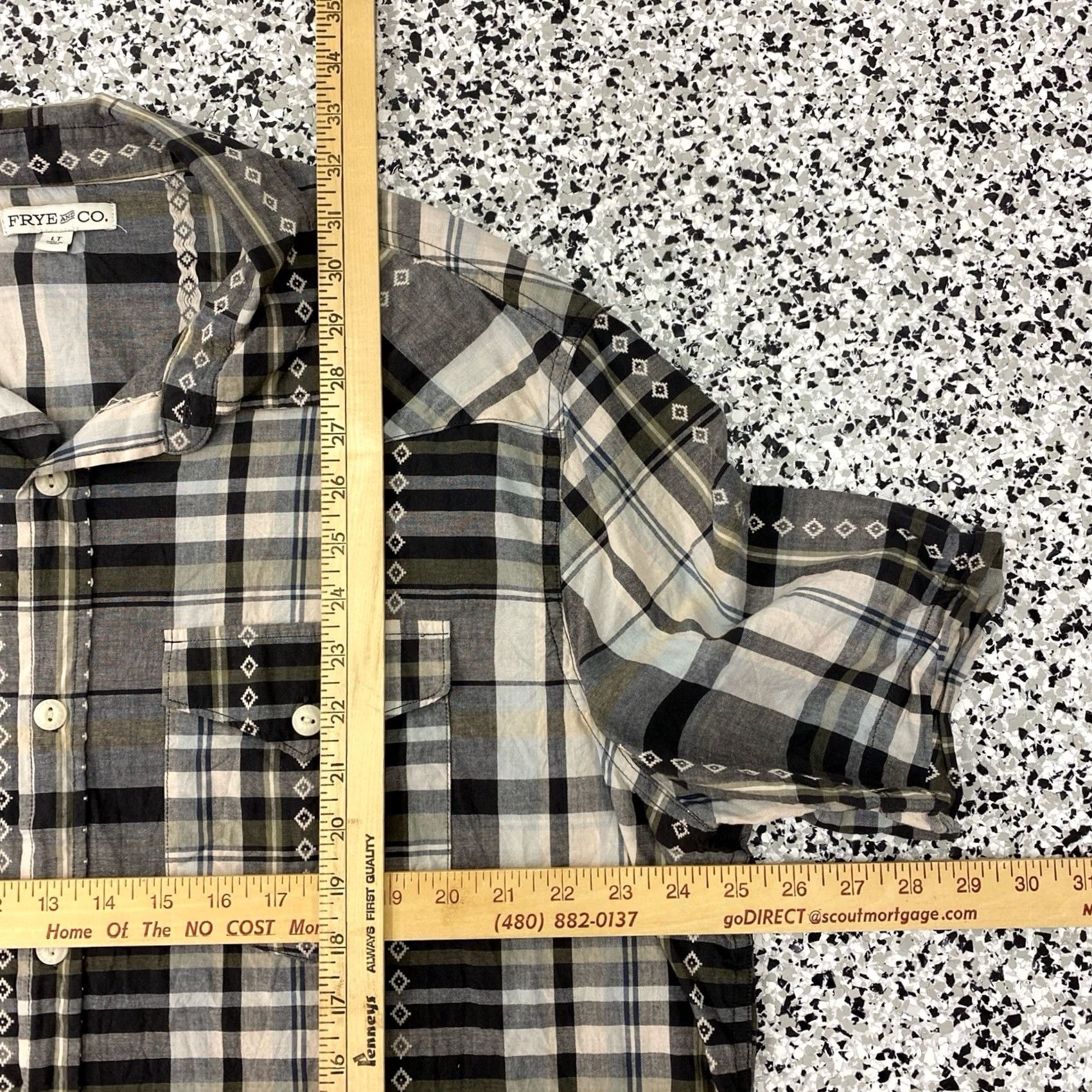 Frye Frye and Co. Shirt Large Tall Short Sleeve Plaid Western Lightweight Button-Up Collared Men Mens Shirt Size US L / EU 52-54 / 3 - 4 Thumbnail
