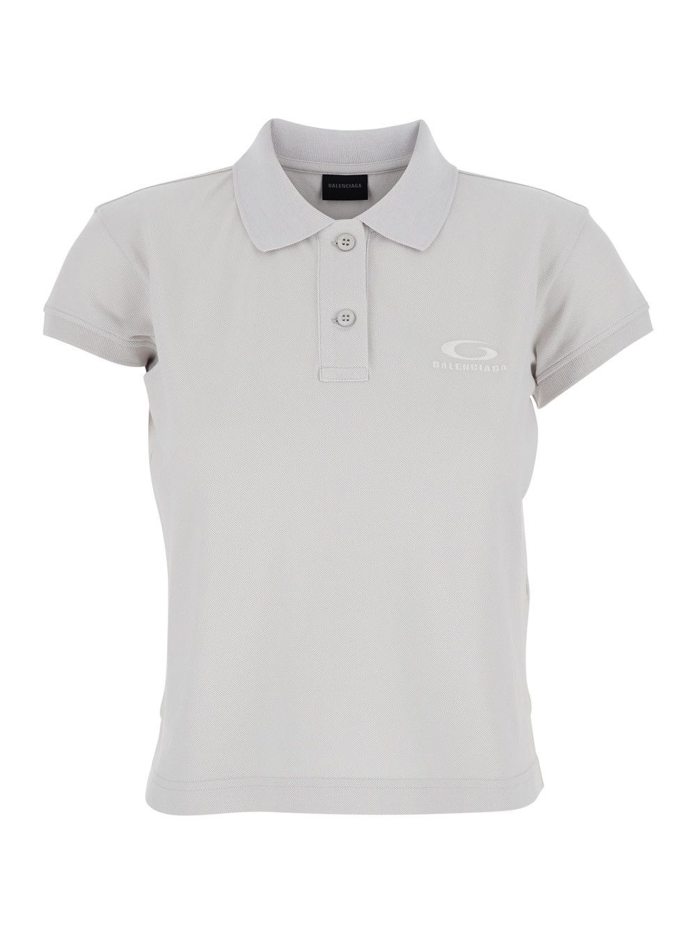 Balenciaga White Cotton Polo with Tone-on-Tone Logo for Women Size L / US 10 / IT 46 - 1 Thumbnail