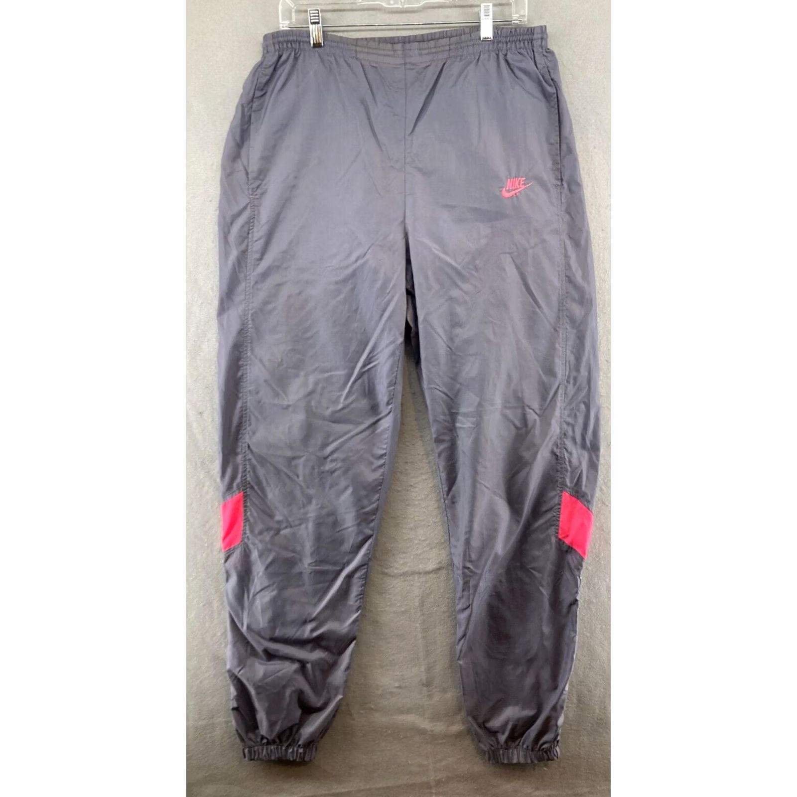 Nike Nike Womens Pants Jogger L Gray Pink Distressed Y2K 90s Athleisure Sports Light Nylon Blended Activewear Shoes? Size 36" / US 14 / IT 50 - 2 Thumbnail