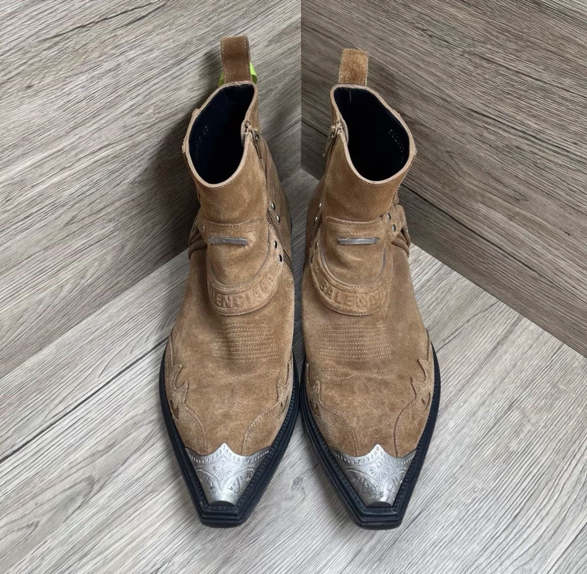 Balenciaga Balenciaga Santiago Khaki Metal Toe Ankle Boots J41 Size US 9.5 / EU 42-43 - 2 Thumbnail