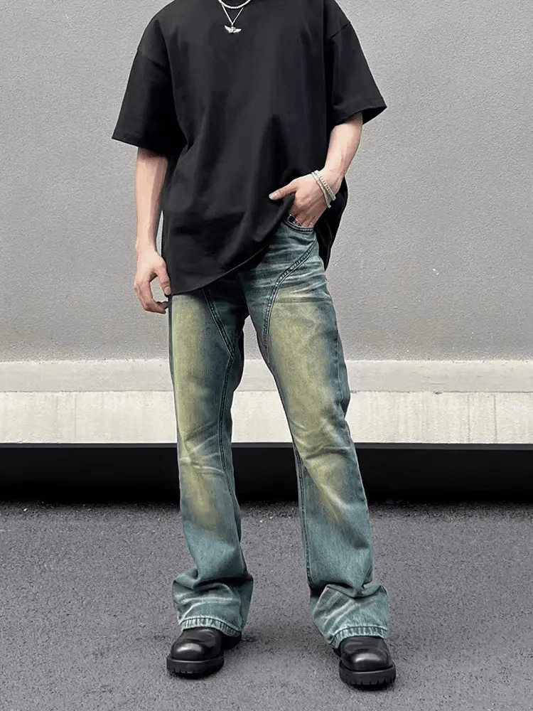 Jean × Vintage Vintage washed Y2K patchwork micro-flared jeans Size US 32 / EU 48 - 4 Thumbnail
