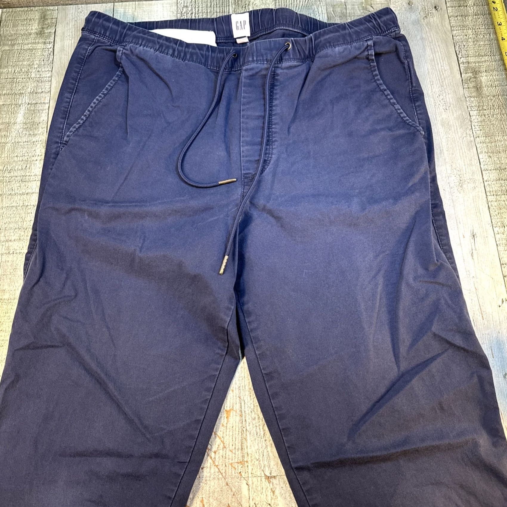 Gap Gap Mens Medium M Chino Drawstring Pants Blue Elastic Waist Straight Leg Casual 27Inseam M Machine Washable Pockets Size US 31 - 2 Thumbnail