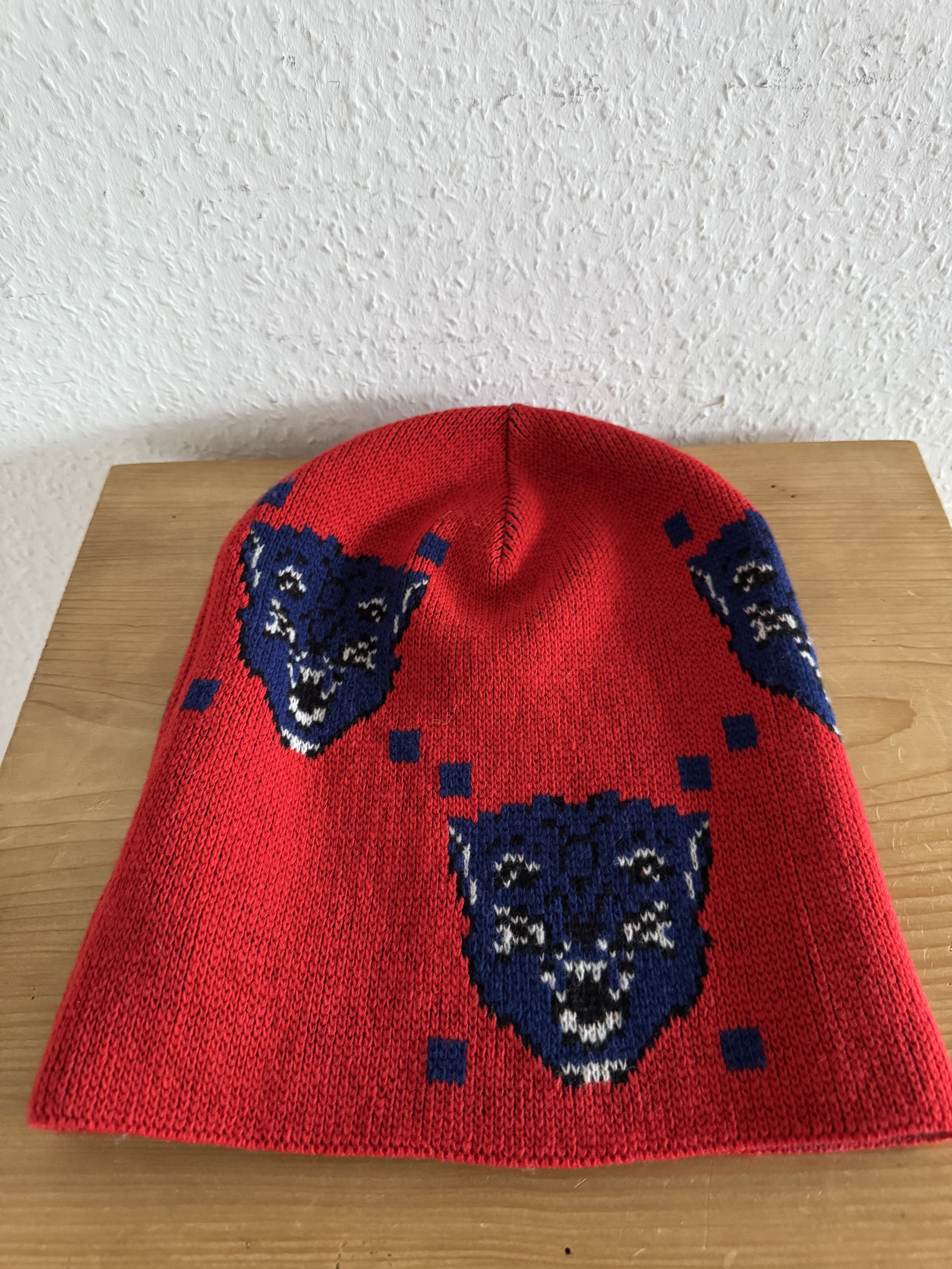 Gucci Red Angry Cat Jacquard Wool Beanie Size ONE SIZE - 3 Thumbnail