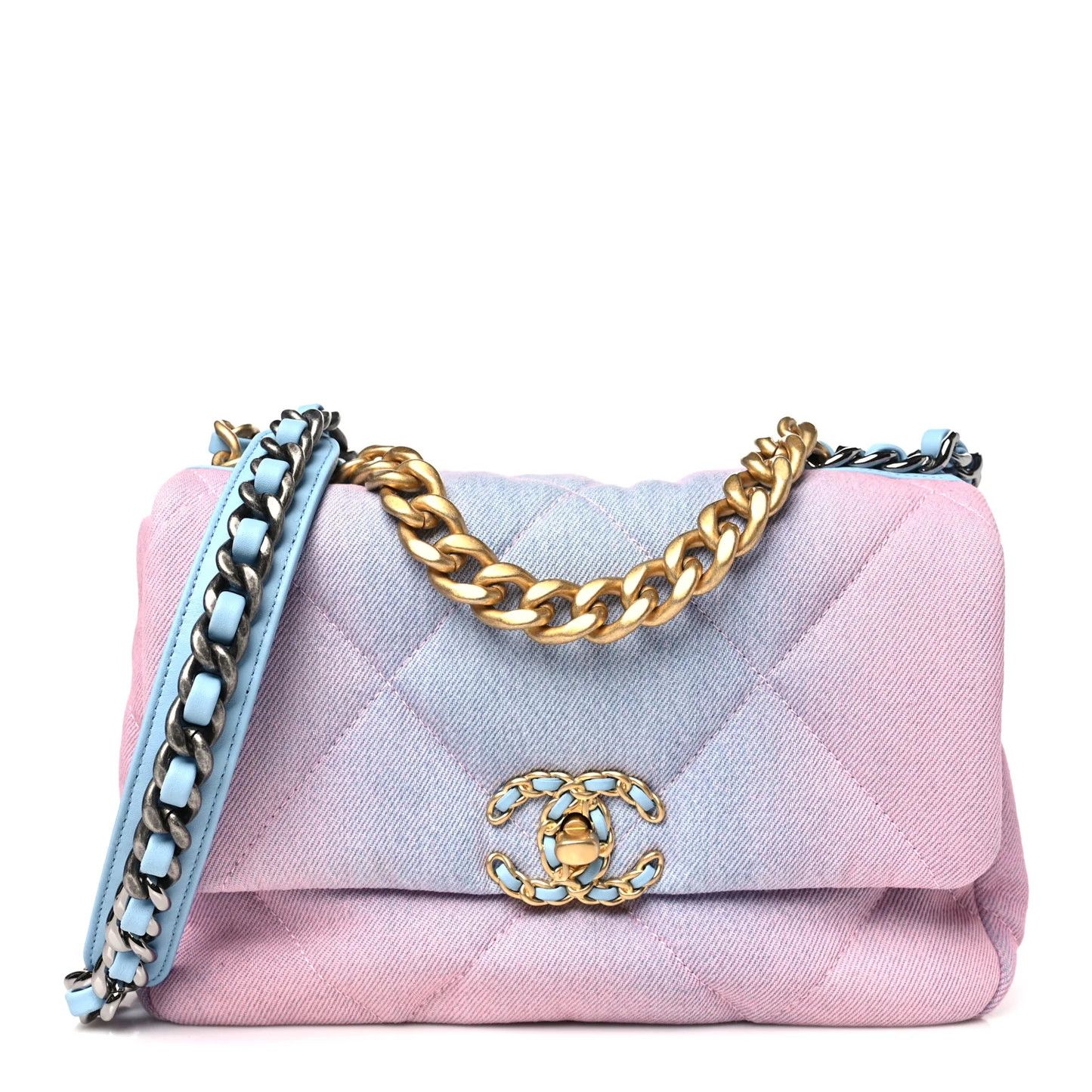 Chanel os11x0126 Size: OS / Denim Quilted Medium Flap Bag Blue/Pink Size ONE SIZE - 1 Thumbnail