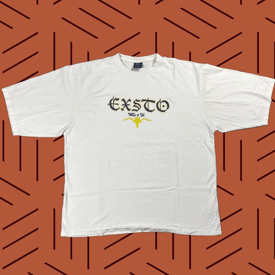 Denime VINTAGE Exsto Hip Hop Graphic T-Shirt Mens 3XL Cotton White Short Sleeve Size US XXL / EU 58 / 5 - 1 Thumbnail