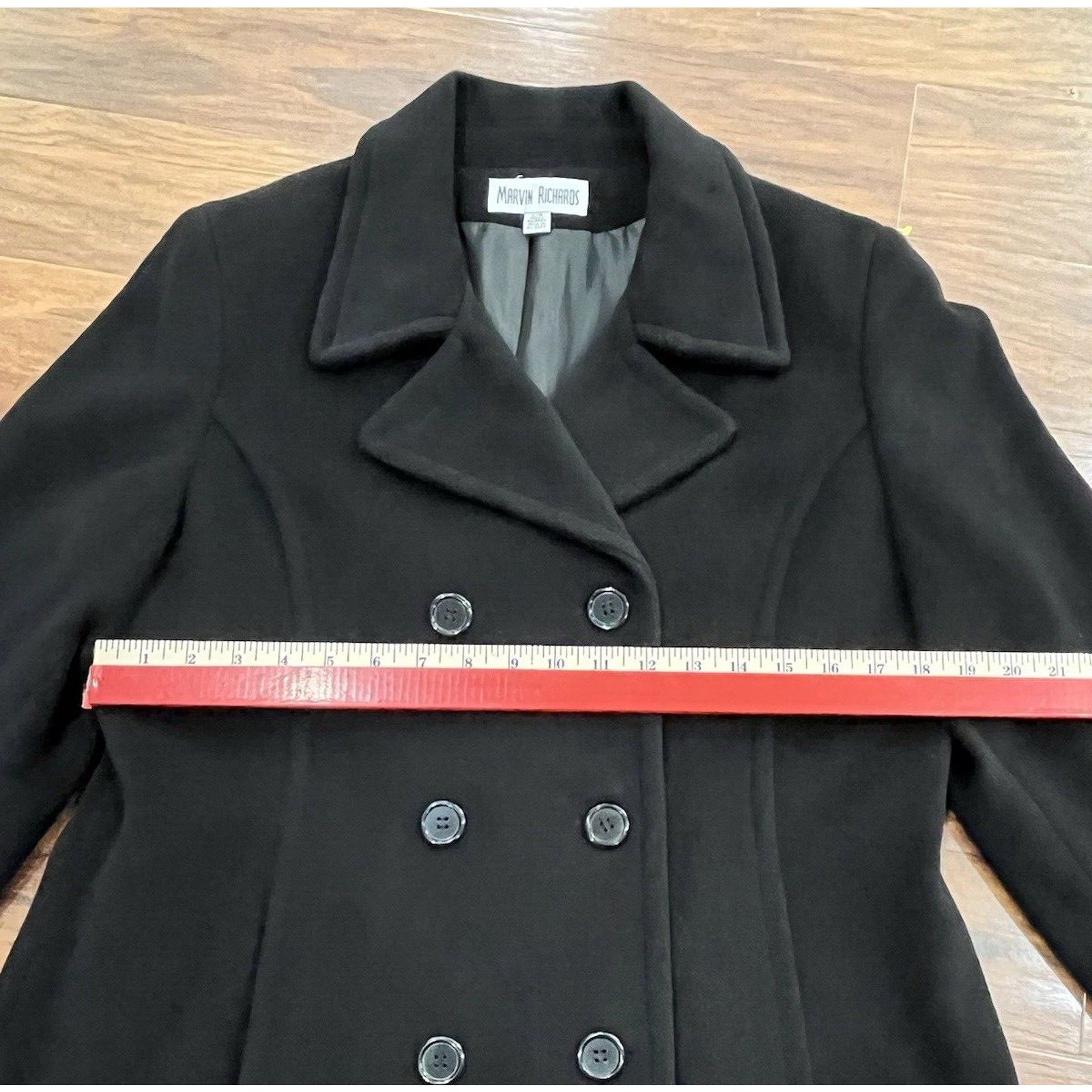 Other Vintage Marvin Richards BLACK Peacoat - Women's Size Large Size L / US 10 / IT 46 - 4 Thumbnail