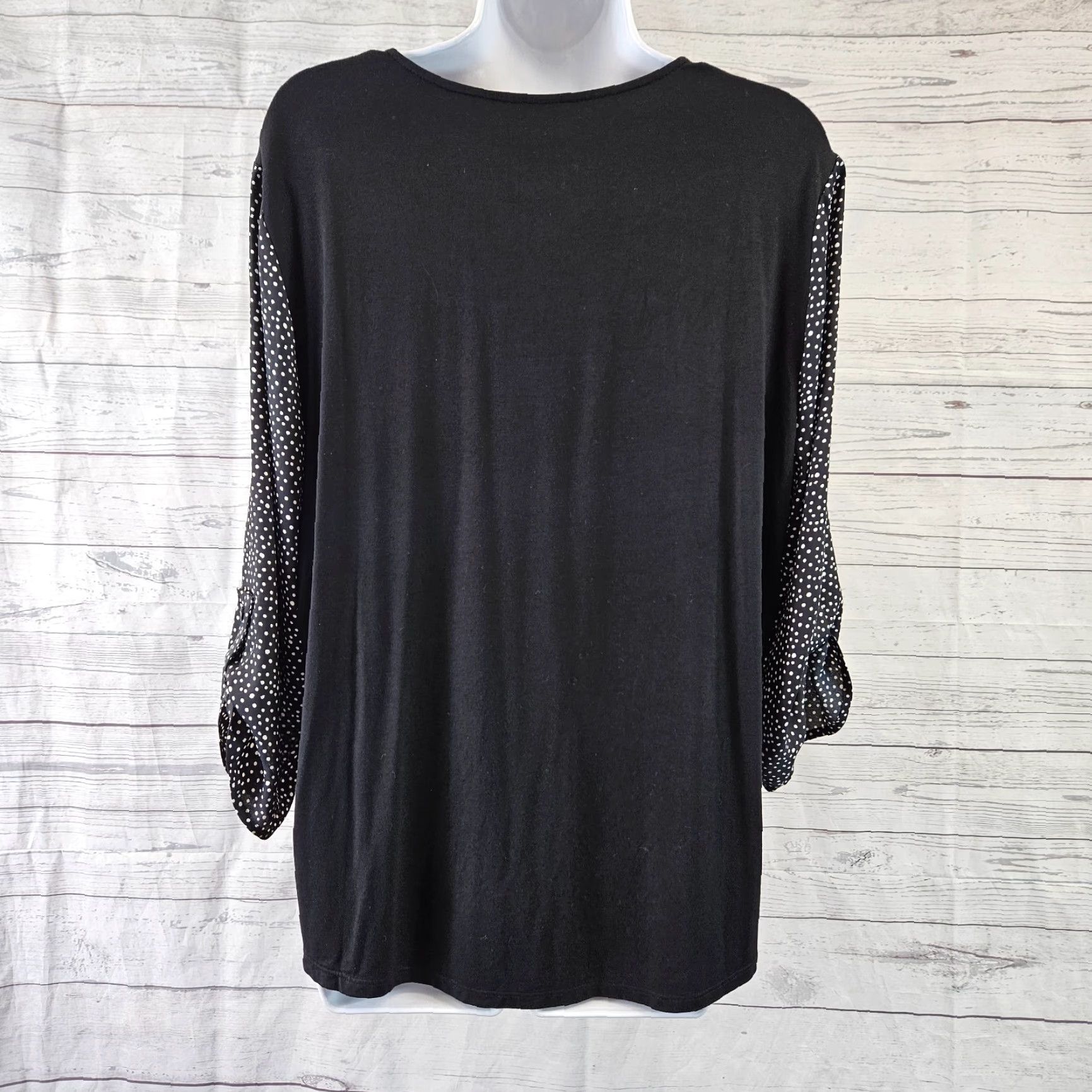 Vintage Chico's Womens Button-Up Top L Black White Polka Dot 3/4 Sleeve V-Neck Shirt Women Size L / US 10 / IT 46 - 4 Thumbnail