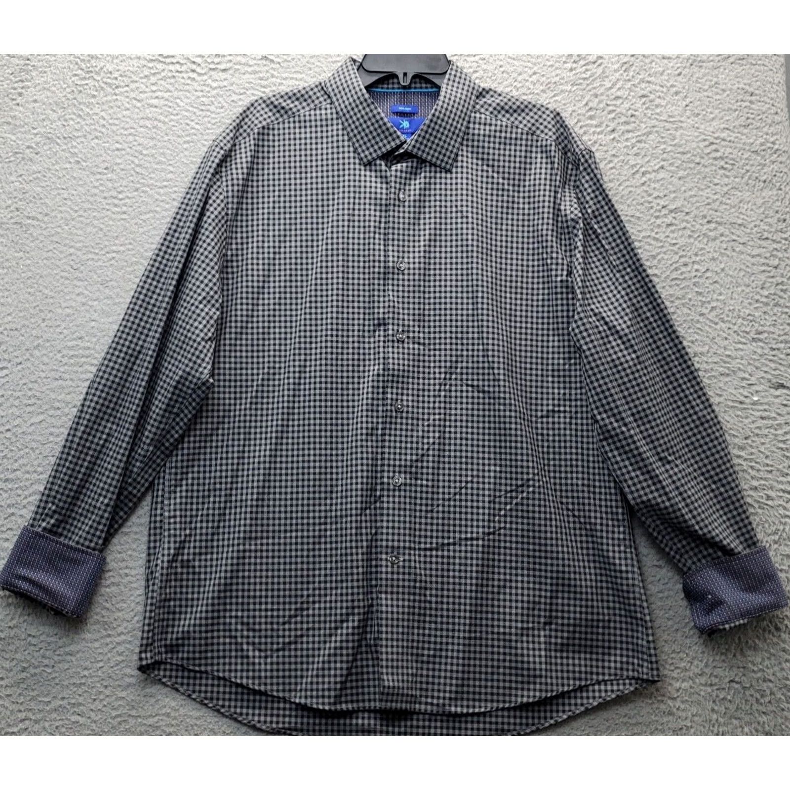 Egara Egara Shirt Mens XL Multi Checkered Non-Iron Roll Cuff Long Sleeve Button Down Size US XL / EU 56 / 4 - 2 Thumbnail