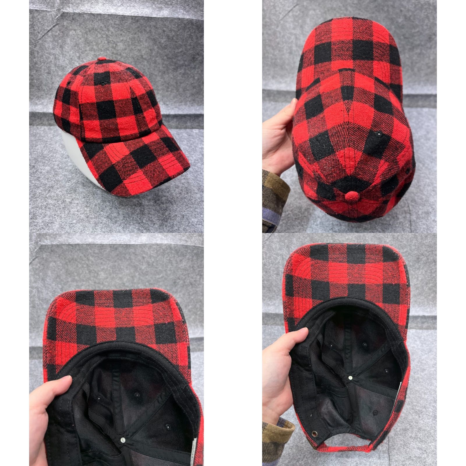Vintage Kbethos Hat Cap Strap Back Adult One Size Red Black Plaid Flannel Poly Cotton Size ONE SIZE - 8 Thumbnail