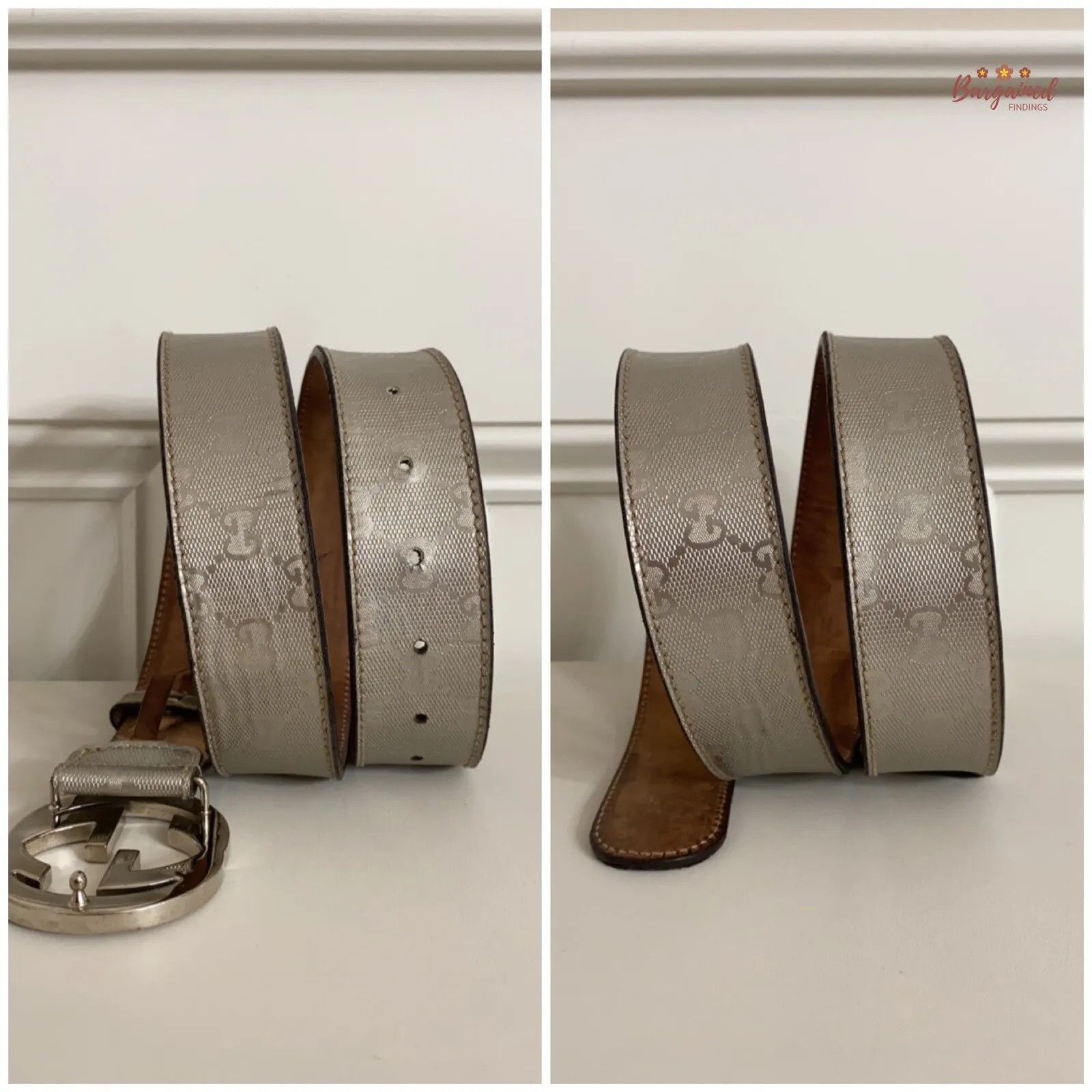 Gucci Gucci Imprime Monogram Leather Interlocking G Buckle Belt Size 34 - 2 Thumbnail