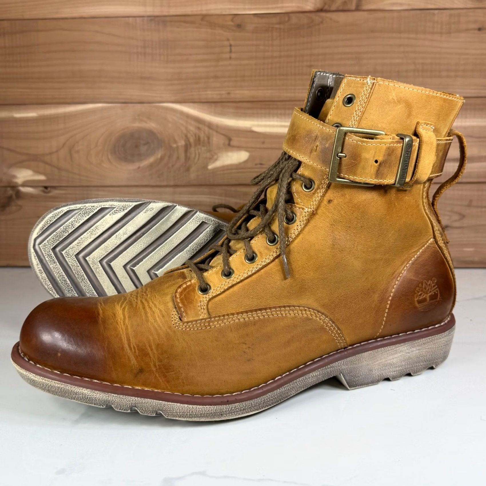 Timberland TIMBERLAND Earthkeepers Side Zip Boots Brown Leather 13 Mens Buckle Zipper Leather Upper Ankle Boot Size US 13 / EU 46 - 2 Thumbnail