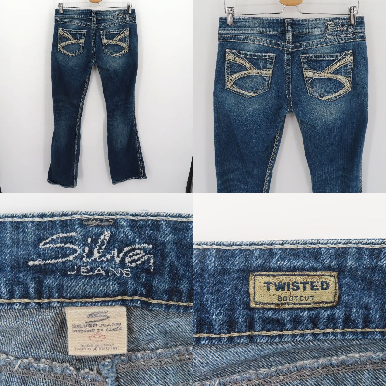 Silver Jeans Co. Silver Jeans Women 5 Twisted Bootcut Distressed Denim Solid Blue White Seams Jeans Women Size 5 Bootcut 5-Pocket Denim Cotton Blend Vintage No Size 27" / US 4 / IT 40 - 8 Thumbnail