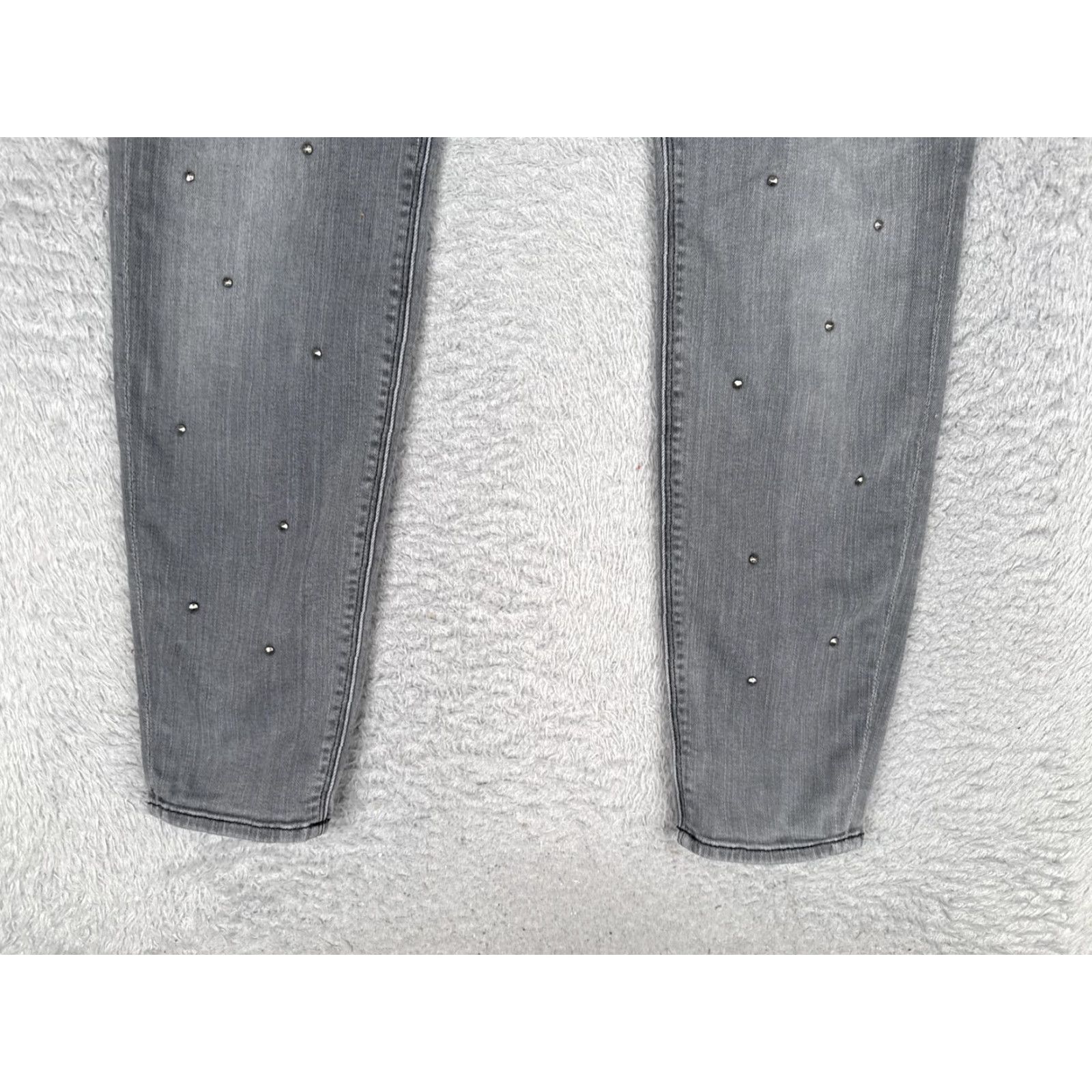 Hudson Hudson Womens Skinny Jeans Gray Medium Wash Studded 29x28 Slim Stretch Mid Rise 5-Pocket Denim Size 29" - 2 Thumbnail