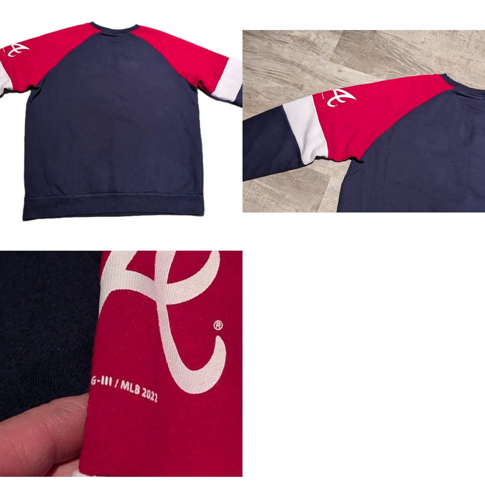 Starter Starter Atlanta Braves Crewneck Sweatshirt Men’s XL Colorblock Navy Red White Fleece Embroidered 90s Sports Pullover Size US XL / EU 56 / 4 - 9 Thumbnail
