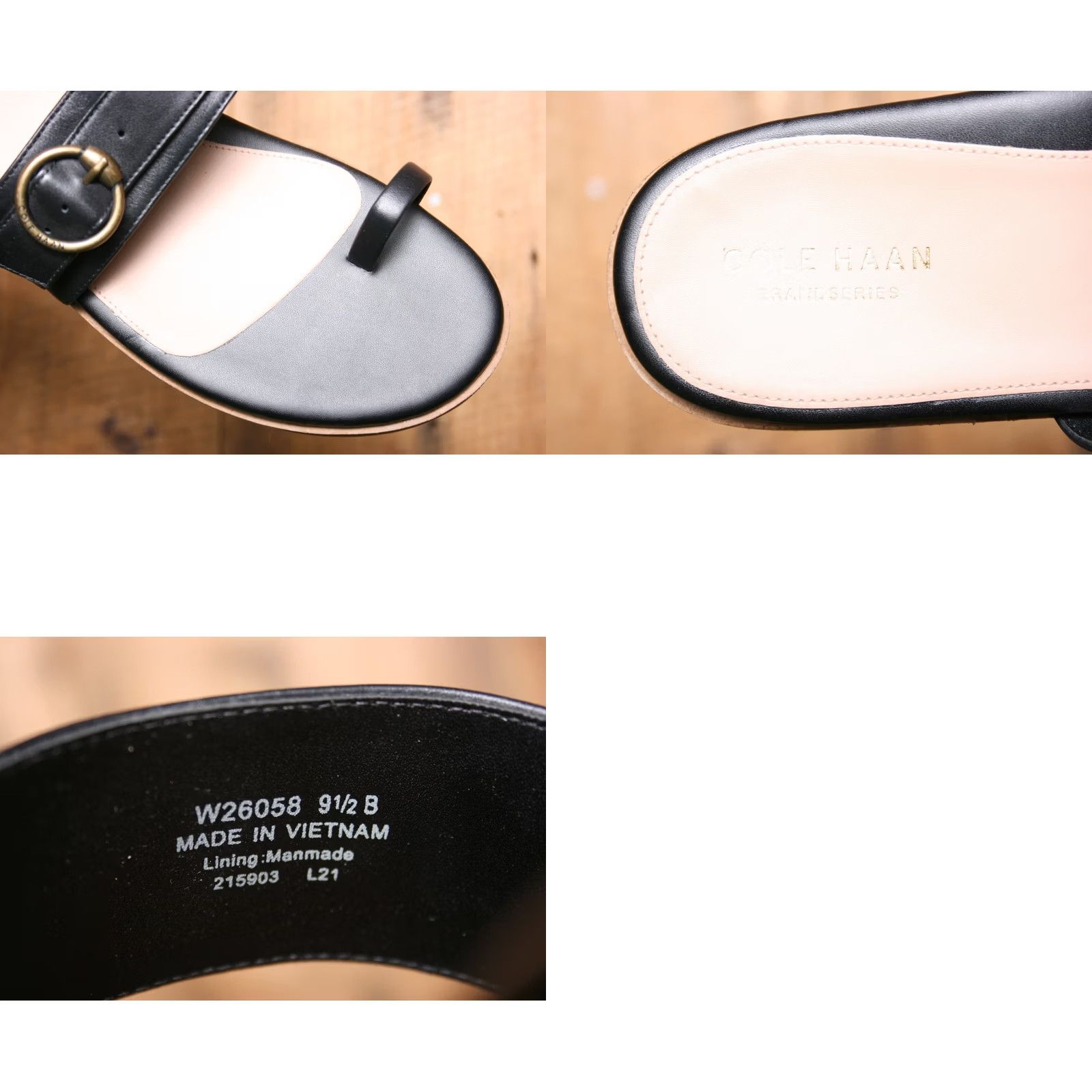 Cole Haan VINTAGE? COLE HAAN Abbie Black Leather Toe Loop Slide Flat Sandals Sz. 9.5 B Womens Slide Leather Black 9.5 Cole Haan Abbie Size US 10 / IT 40 - 8 Thumbnail