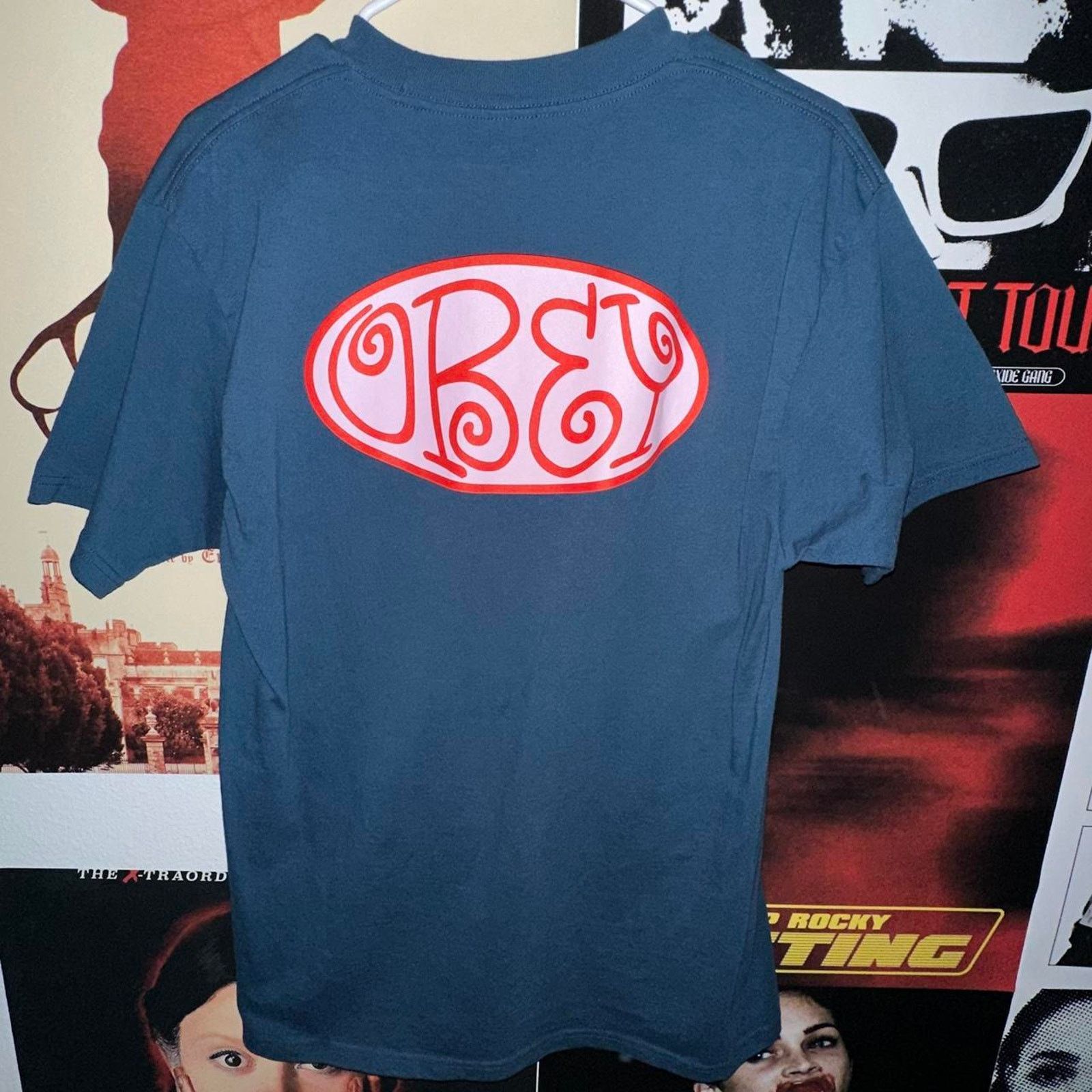 Obey OBEY Navy and Red Logo Graphic Tee Size US M / EU 48-50 / 2 - 1 Thumbnail