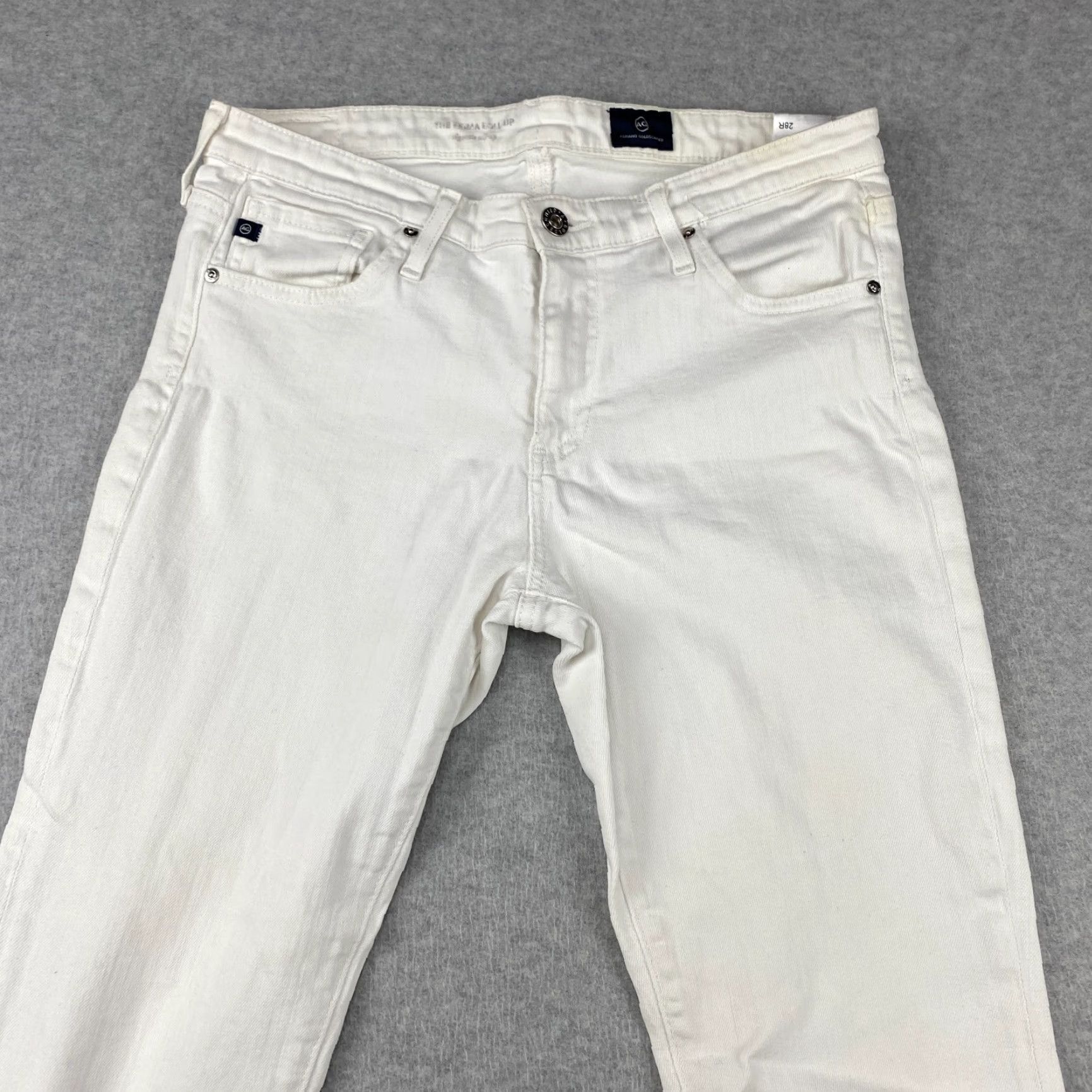 Vintage AG Adriano Goldschmied Jeans The Prima Roll Up Womens 28 Cigarette Leg White Crop Jeans Size 28" / US 6 / IT 42 - 2 Thumbnail