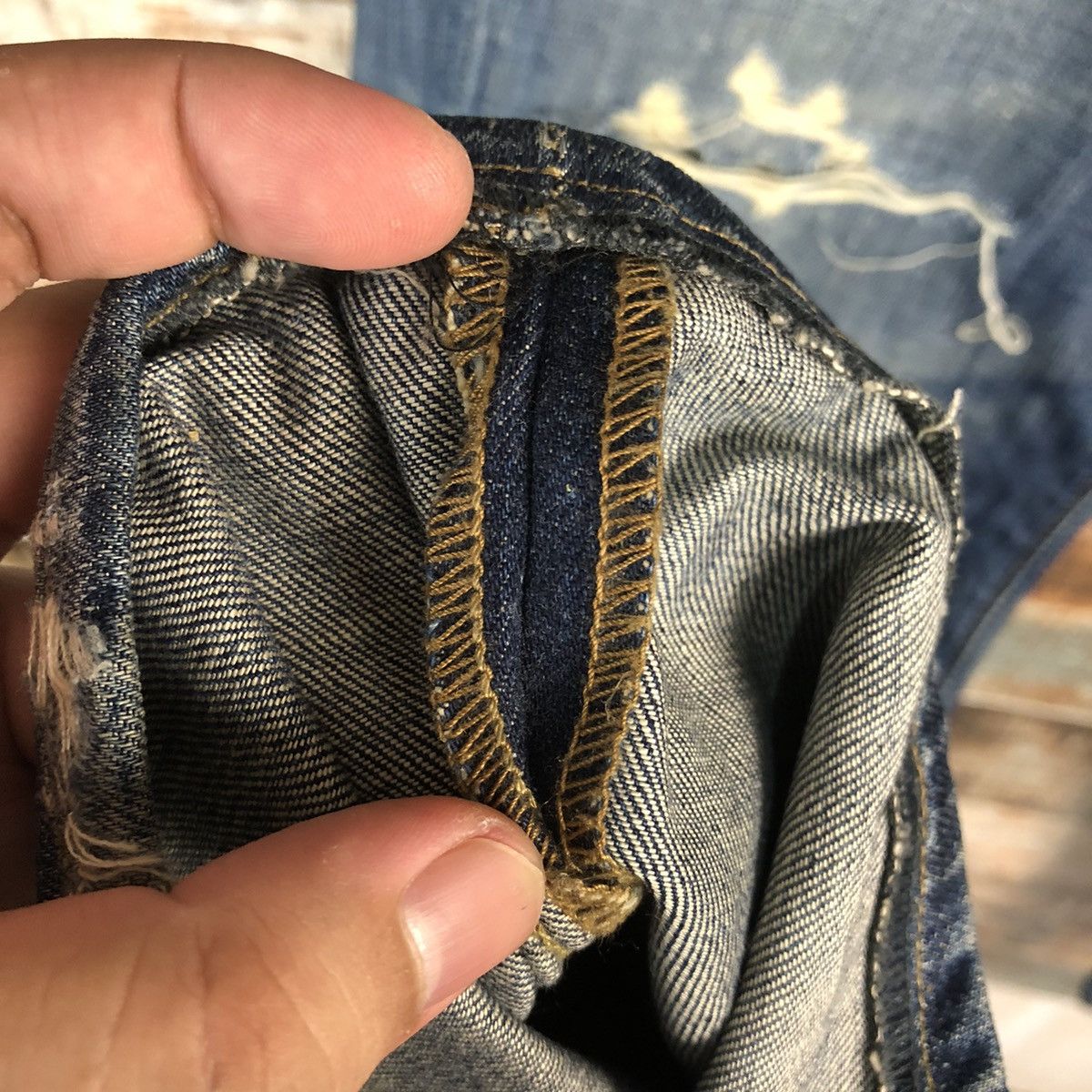Jimmy Taverniti DLL Jimmy Taverniti Blue Distressed Denim Pants #C135 Size US 31 - 13 Thumbnail