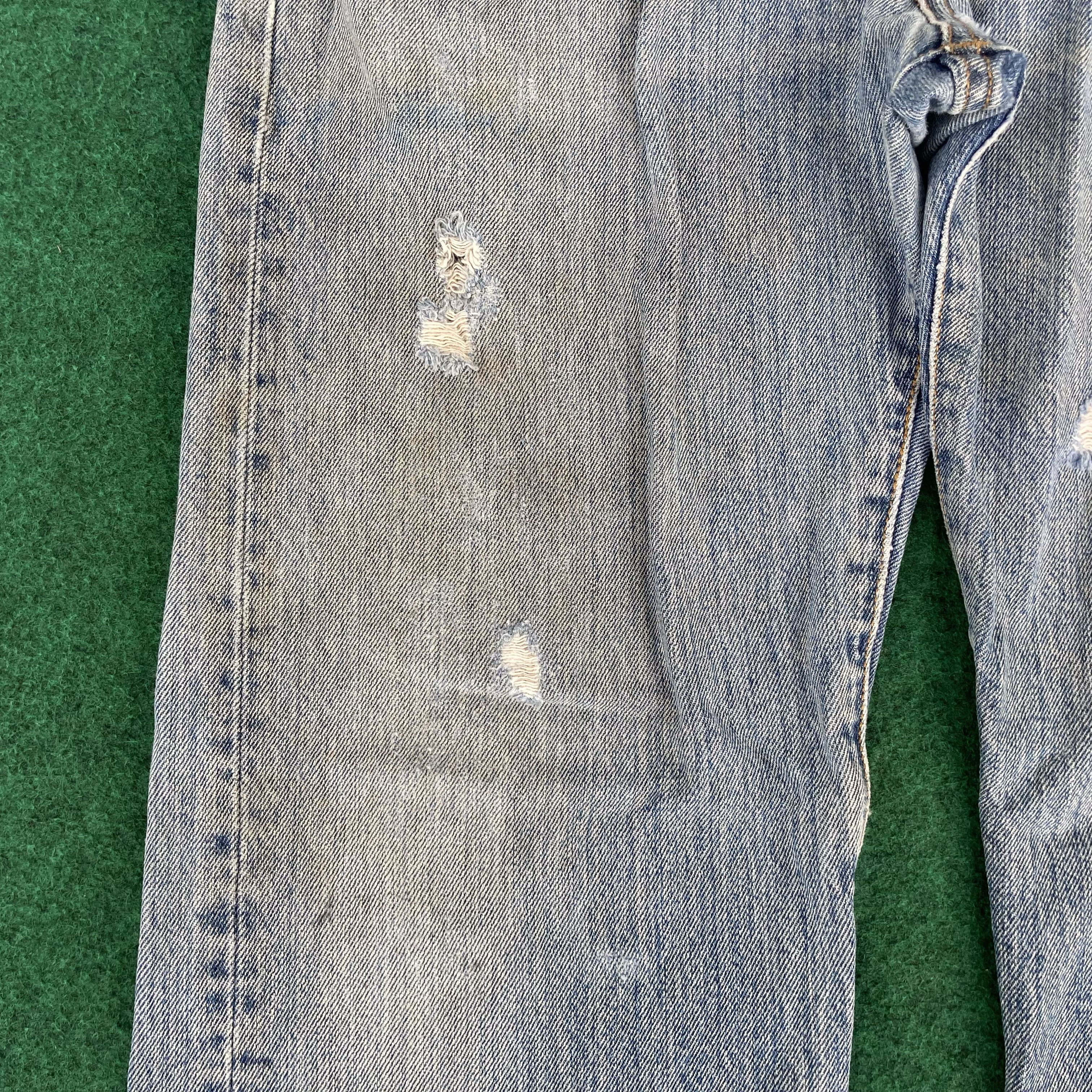 Levi's × Vintage Vtg Levis 501 Ripped Stains Button Fly Blue Denim Jeans Size US 34 / EU 50 - 9 Thumbnail