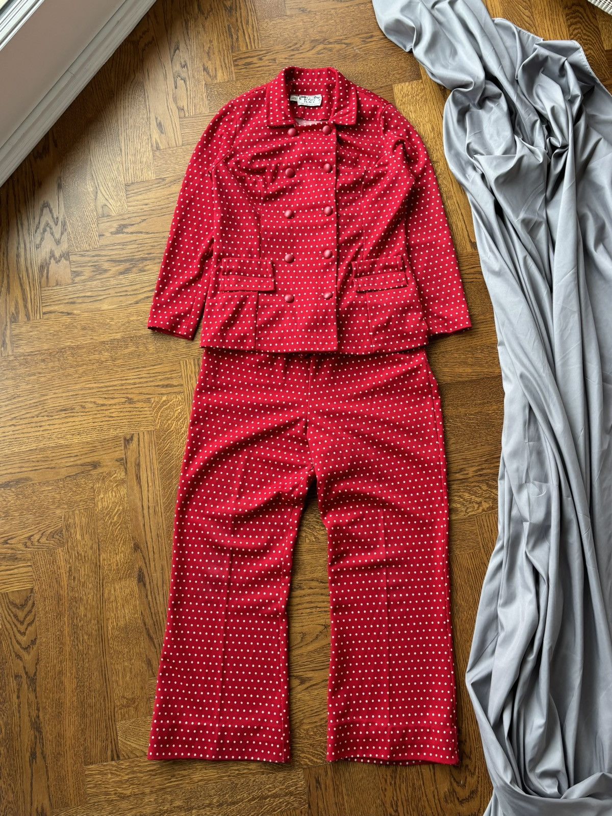 Vintage True Vintage Polka Dot Suit 1970s Two Piece Costume Set Size 34S - 2 Thumbnail