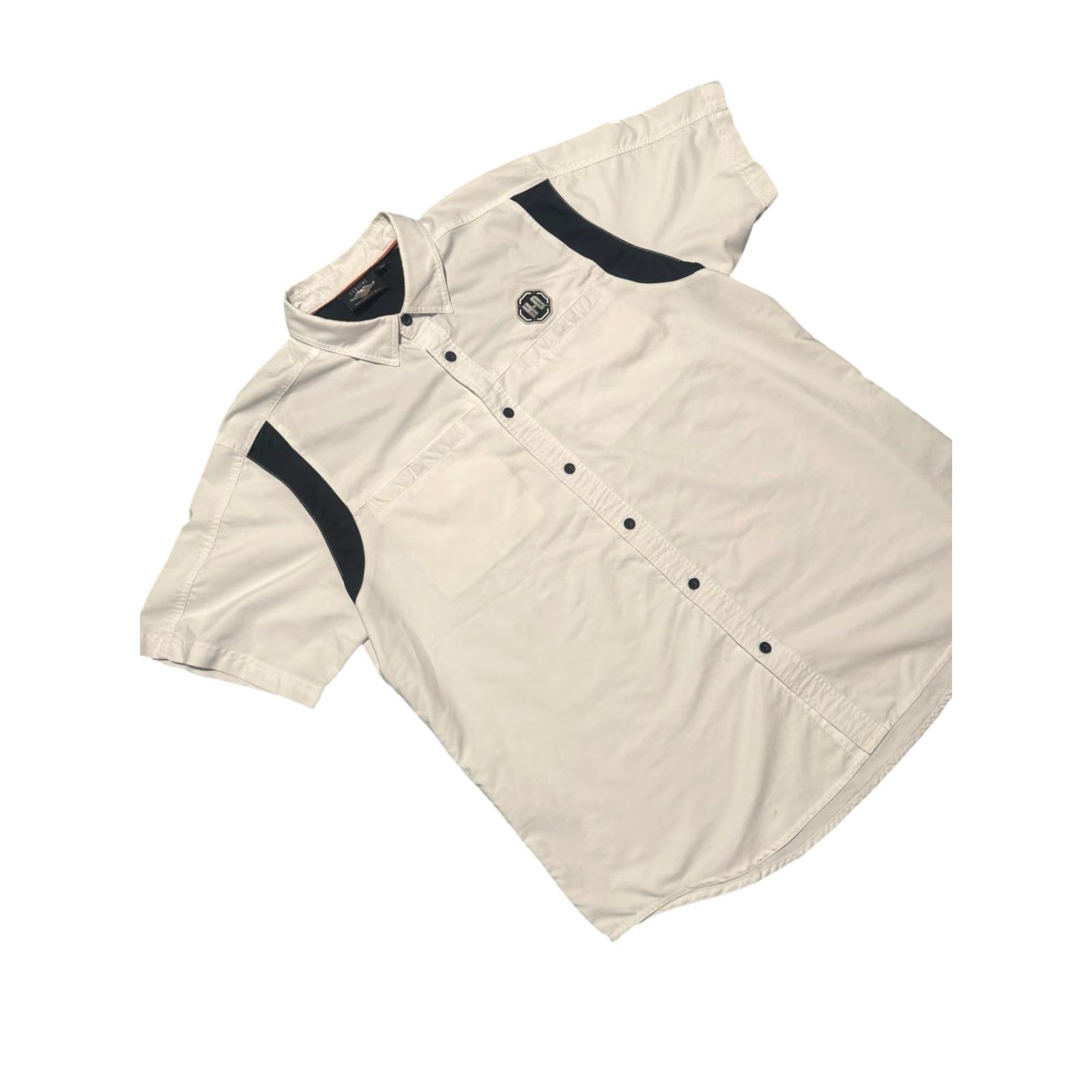 Harley Davidson VINTAGE Harley-Davidson Button Shirt 2XL Mens Casual Workwear Biker Motorcycle Grunge Y2K Ivory Solid Short Sleeve Embroidered Pockets Size US XXL / EU 58 / 5 - 3 Thumbnail