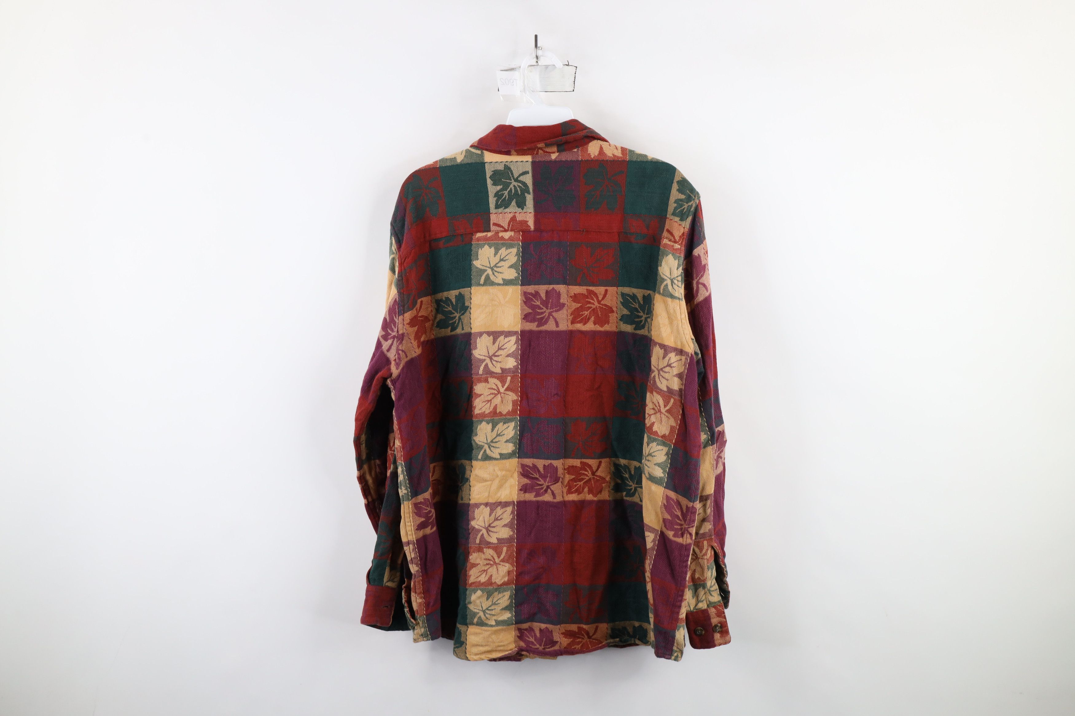 Vintage Vintage 90s Streetwear Checkered Nature Leaf Button Shirt Size XL / US 12-14 / IT 48-50 - 9 Thumbnail