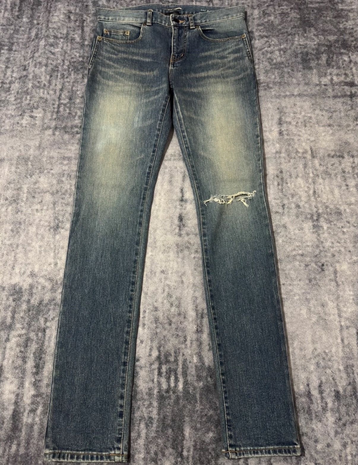 Saint Laurent Paris SLP 17FW Yellow Mud Distressed Demon Claw Knife-Cut Jeans Size US 29 - 1 Thumbnail
