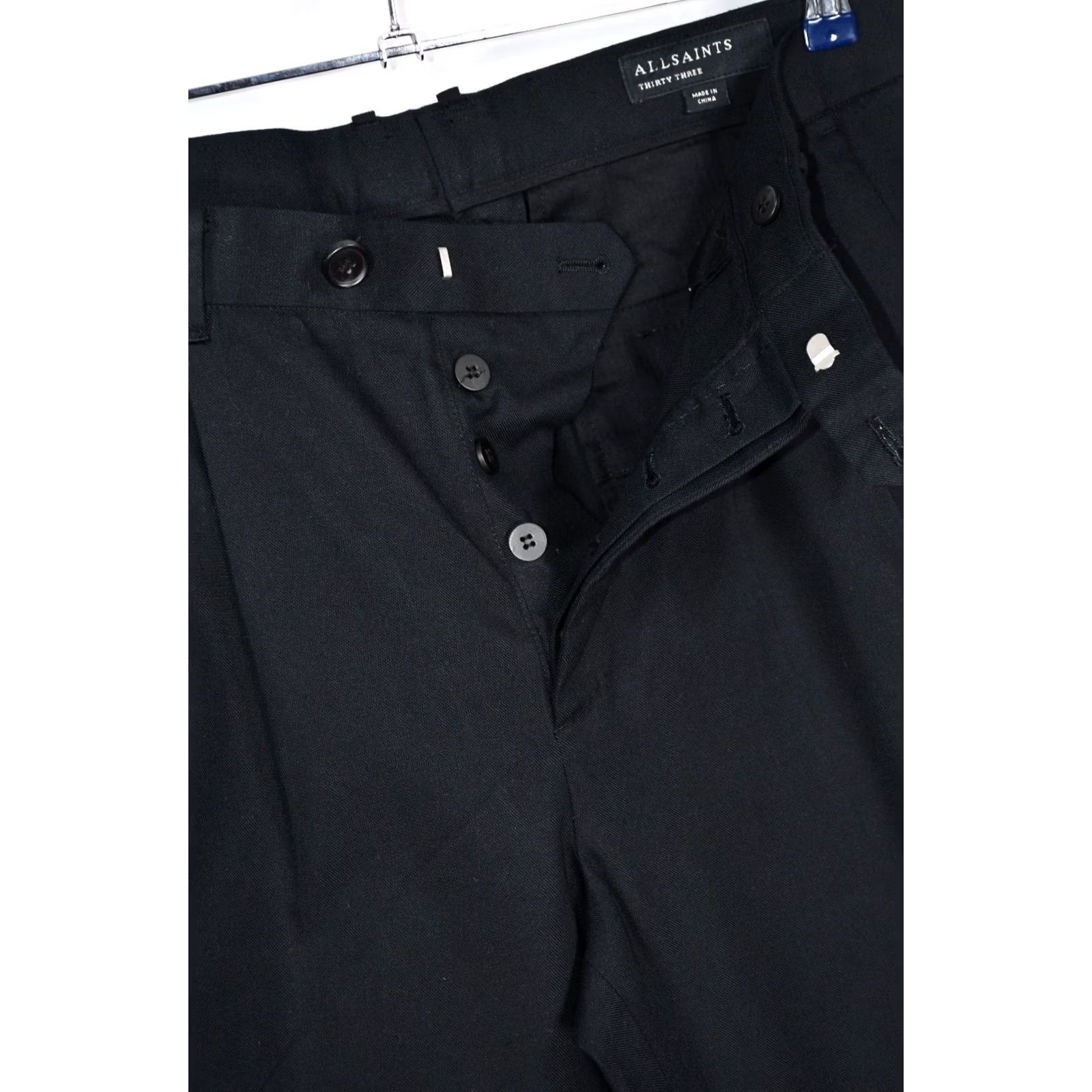 Allsaints AllSaints Tallis Trousers Men's Cropped Slim Fit Wool Blend Black 33 Waist 72cm Inseam 28.35in Front Rise 11.81in Vintage No Casual Pants Size US 33 - 6 Thumbnail