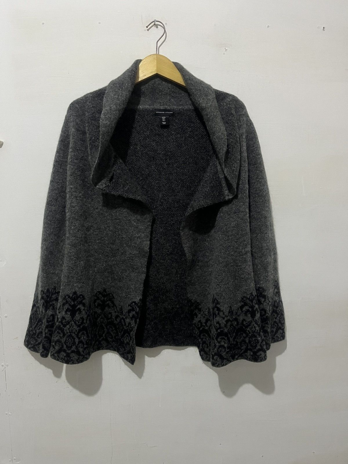 POST ARCHIVE FACTION (PAF) Adrienne Vittadini Grey Wool Blend Knit Cardigan Size US M / EU 48-50 / 2 - 5 Thumbnail