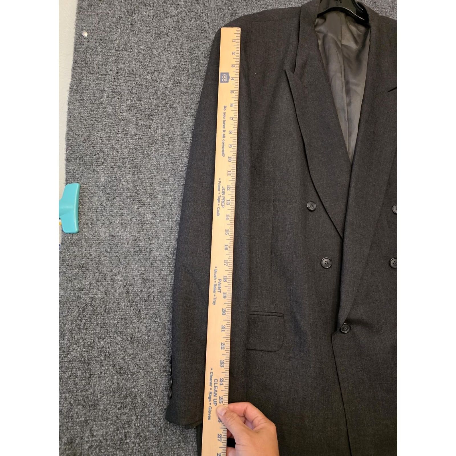 Stafford Stafford Suit Jacket Mens 48L Gray Poly Wool Double Breasted Formal Made USA Size 48R - 4 Thumbnail