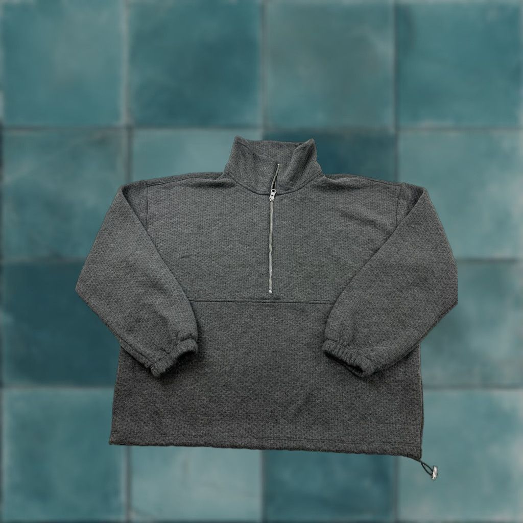 J.Crew J.Crew Sweatshirt Womens XS Gray 1/2 Zip Terry Pointelle Pullover Size XS / US 0-2 / IT 36-38 - 1 Thumbnail