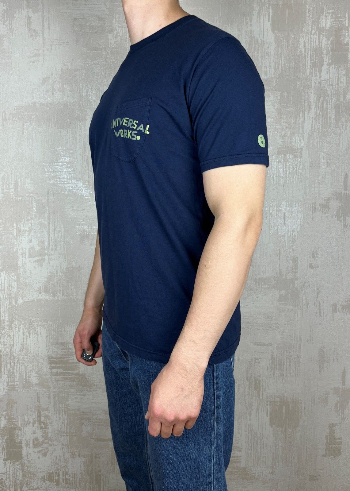 Universal Works Universal Works Print Pocket Men's T-shirt Size L Navy Blue Size US L / EU 52-54 / 3 - 6 Thumbnail