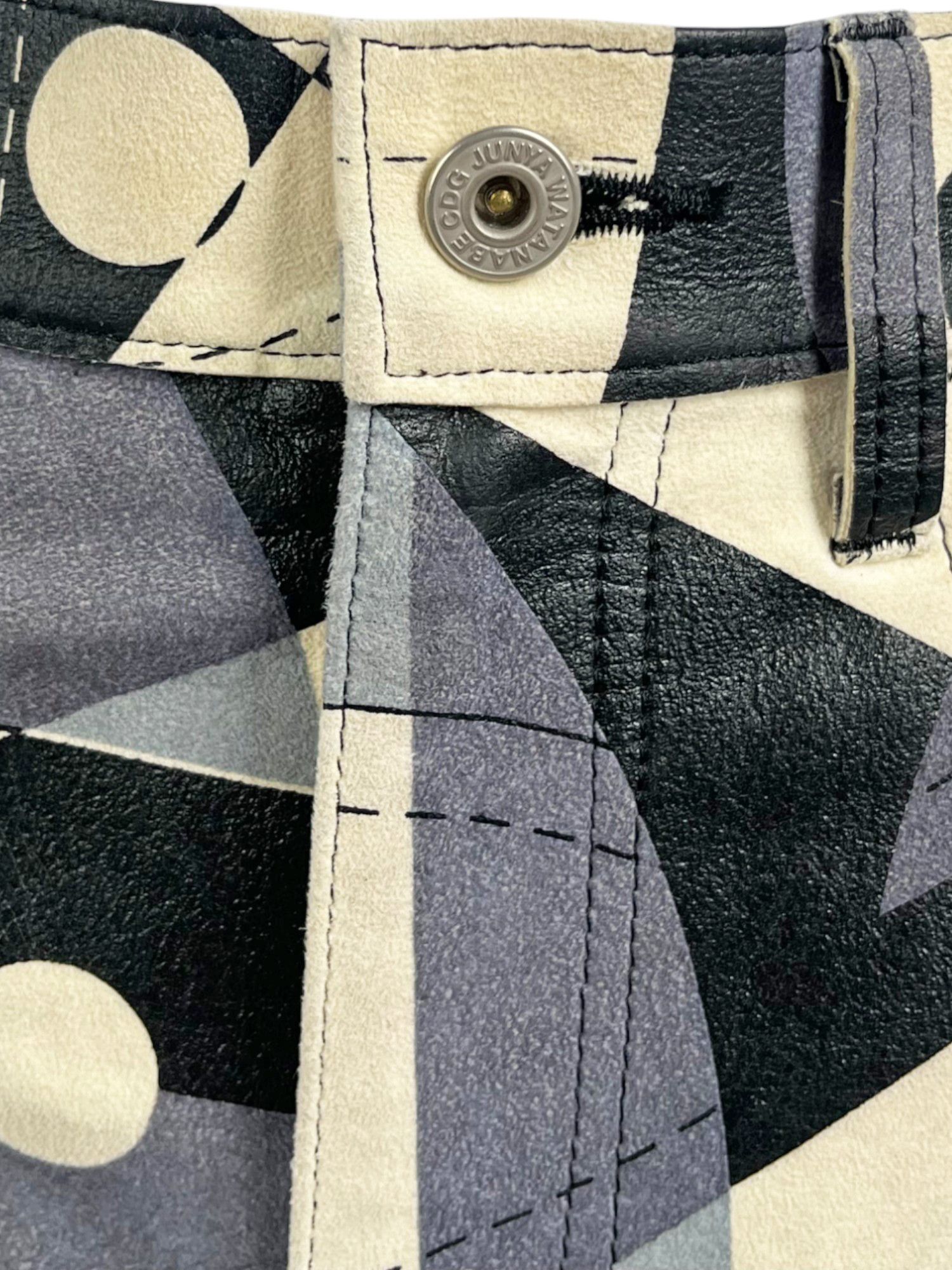 Junya Watanabe S/S 2015 Geometric Light Blue/Black High Waisted Shorts Size 27" / US 4 / IT 40 - 10 Thumbnail