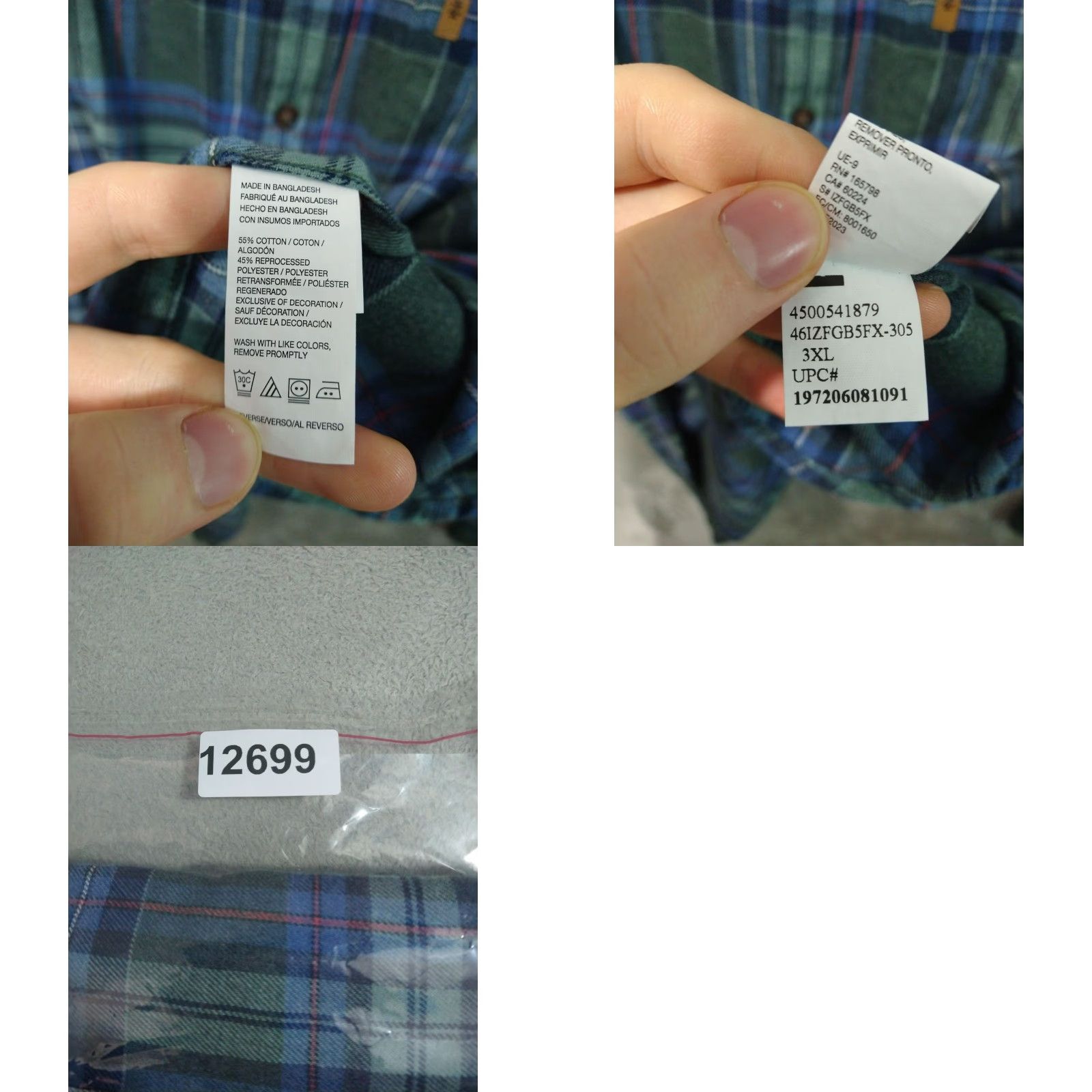Izod Izod Mens Button-Up Shirt 3XL Green Plaid Flannel Blue Cotton Long Sleeve Casual Size US XXL / EU 58 / 5 - 8 Thumbnail