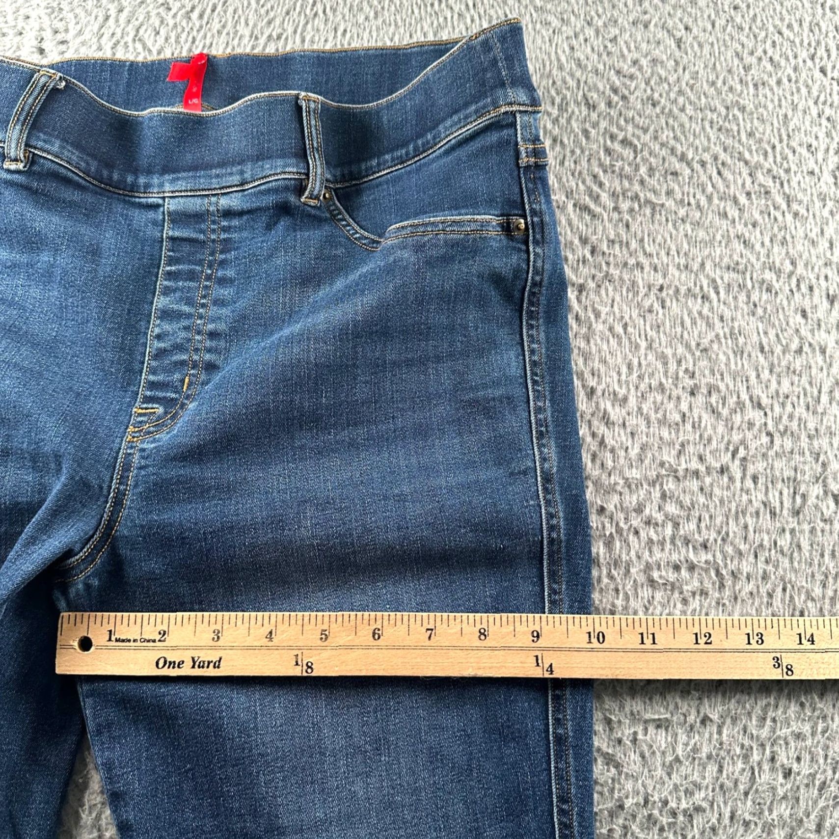 Spanx SPANX Jeans Womens L Flare Leg Pull On Stretch Denim Dark Blue Elastic Waist Jeans Size 36" / US 14 / IT 50 - 7 Thumbnail