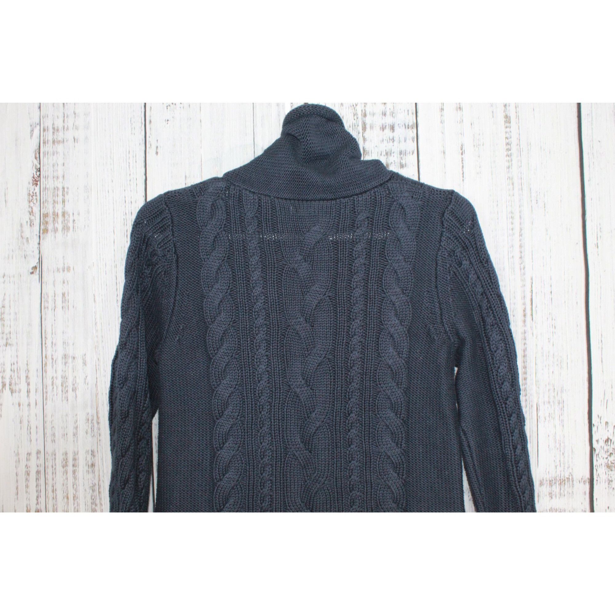 L.L. Bean LL Bean Women’s Double L Navy Cable Funnelneck Sweater Size L / US 10 / IT 46 - 7 Thumbnail