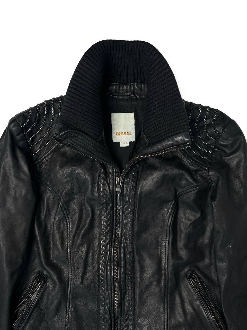 Diesel Vintage Diesel Chain Embellished Leather Blouson Jacket Size US XS / EU 42 / 0 - 5 Thumbnail