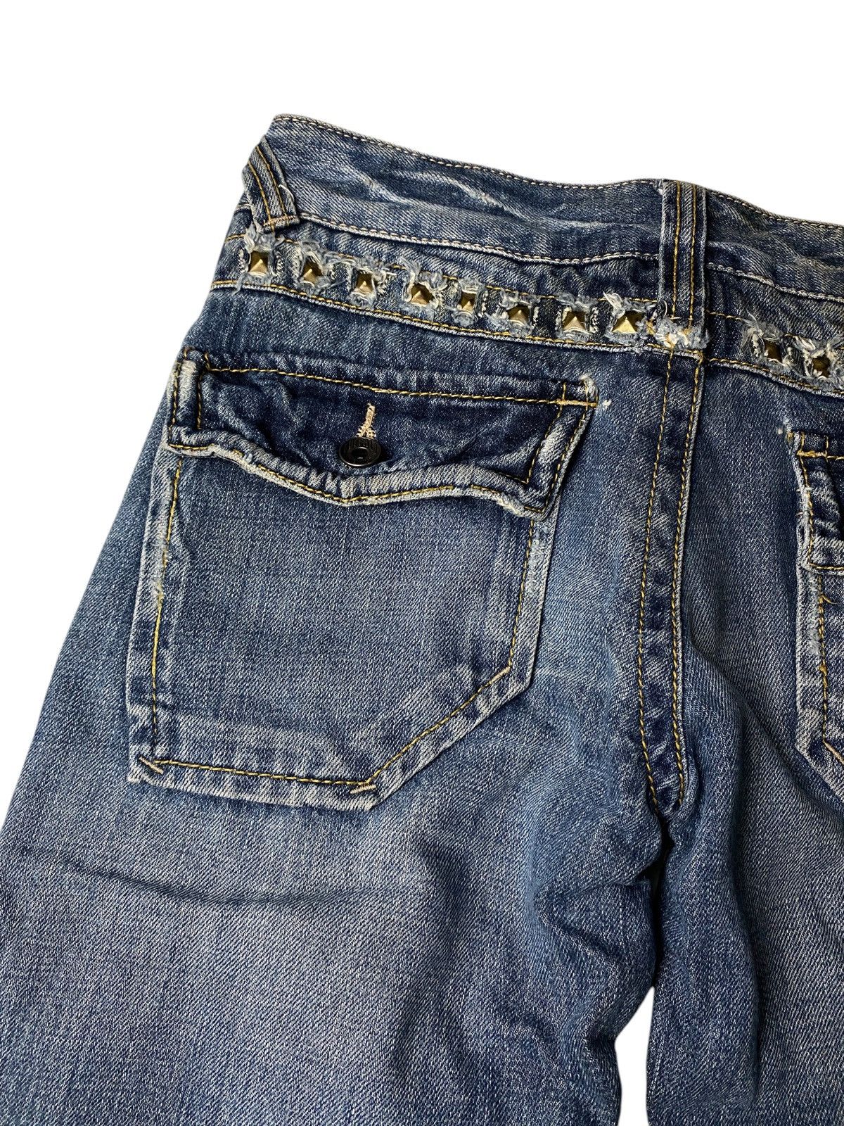Tornado Mart 2000's Buffalo Studded Seawash Unfisinished Flared Jeans Size US 29 - 9 Thumbnail