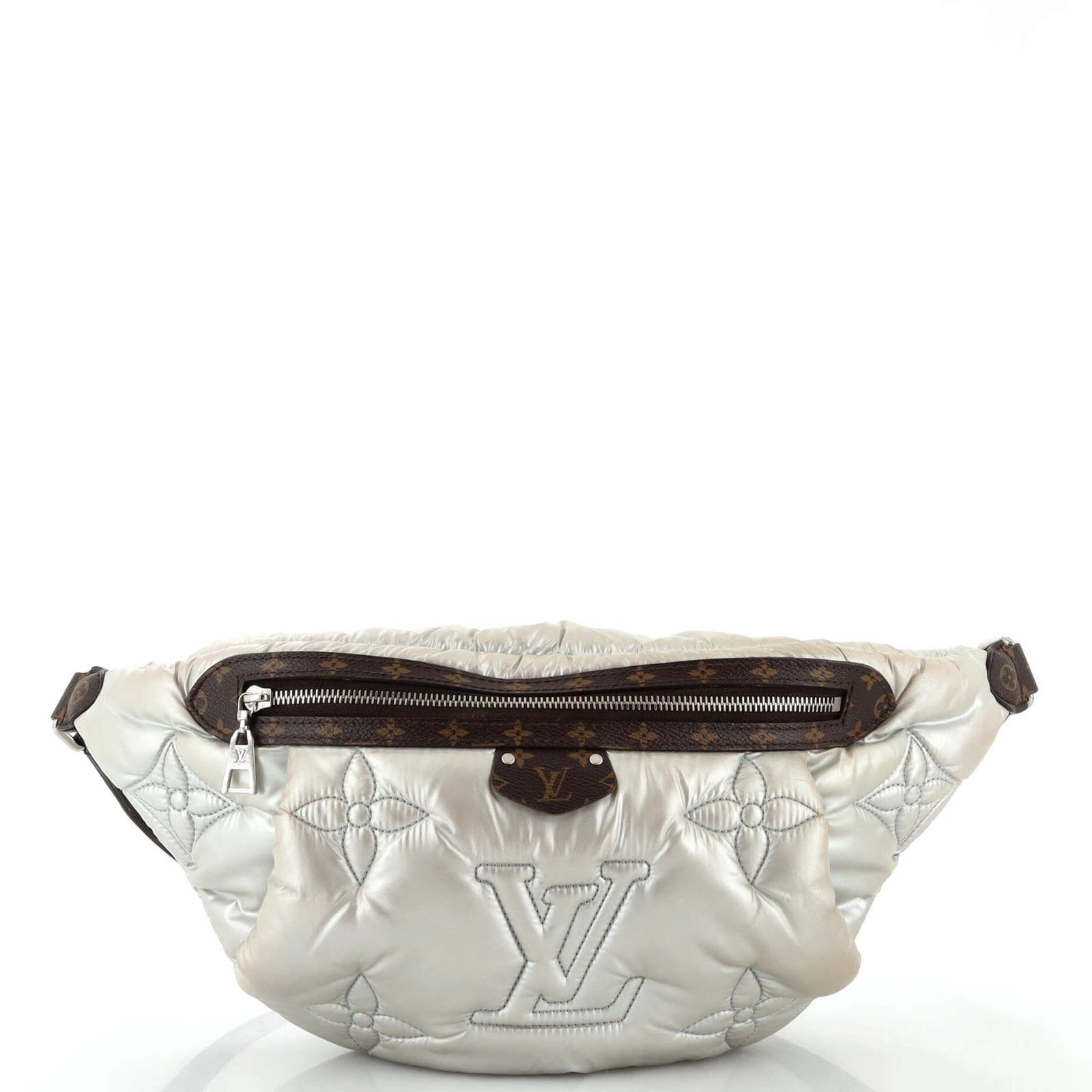 image of Louis Vuitton Pillow Bumbag Monogram Quilted Econyl Nylon Maxi in Silver, Women's