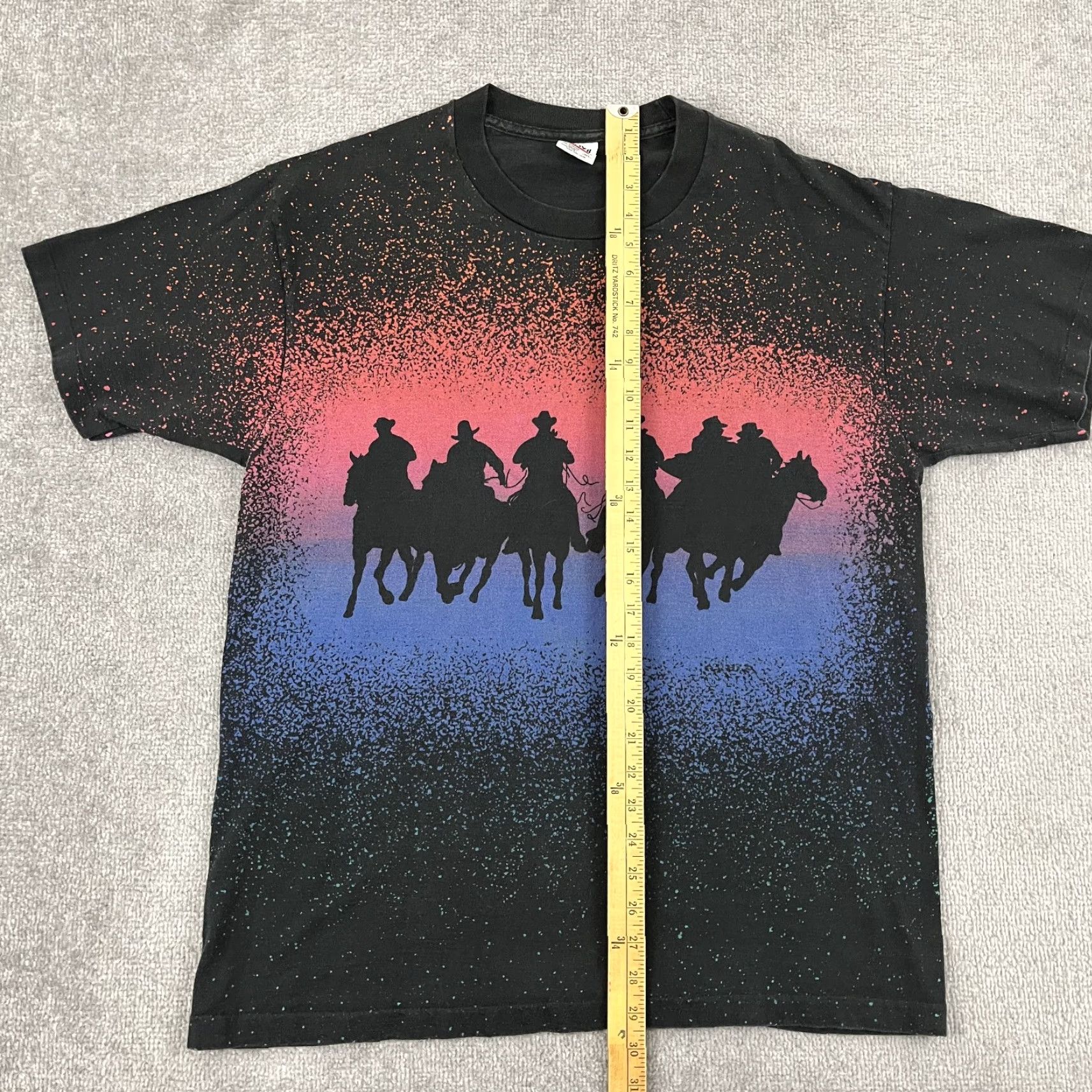 Anvil VTG Western Shirt Men XL AOP All Over Cowboy Horses Double Sided Graphic 90s USA Size US XL / EU 56 / 4 - 3 Thumbnail