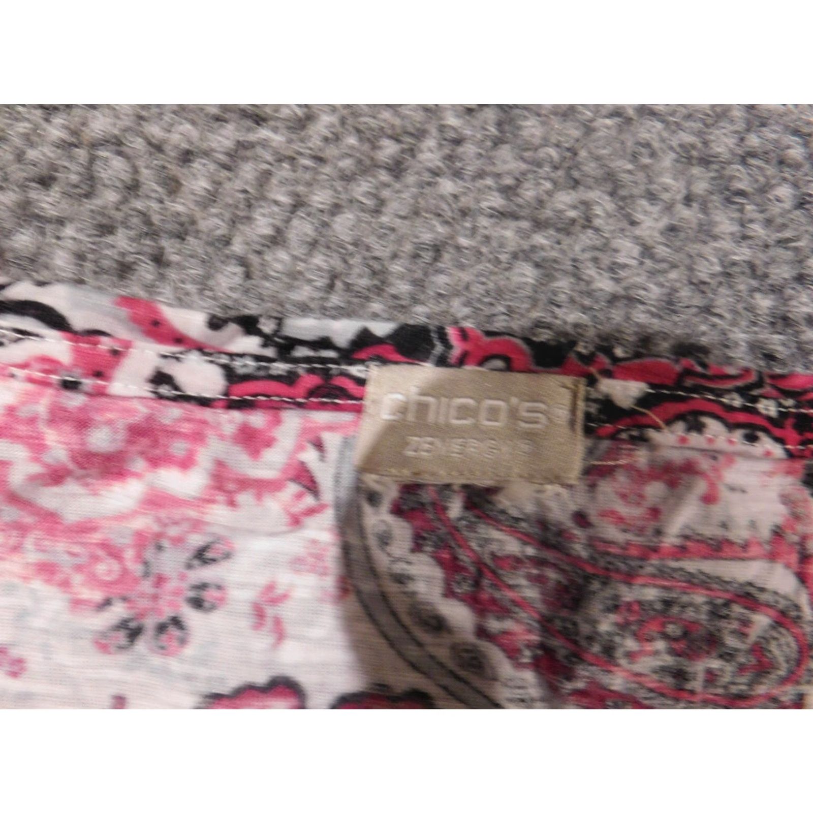 Vintage Chico's Blouse Shirt L Women Red Floral Crew Neck Pullover Cotton Modal Long Sleeve Button Breathable Casual Classic Size L / US 10 / IT 46 - 4 Thumbnail