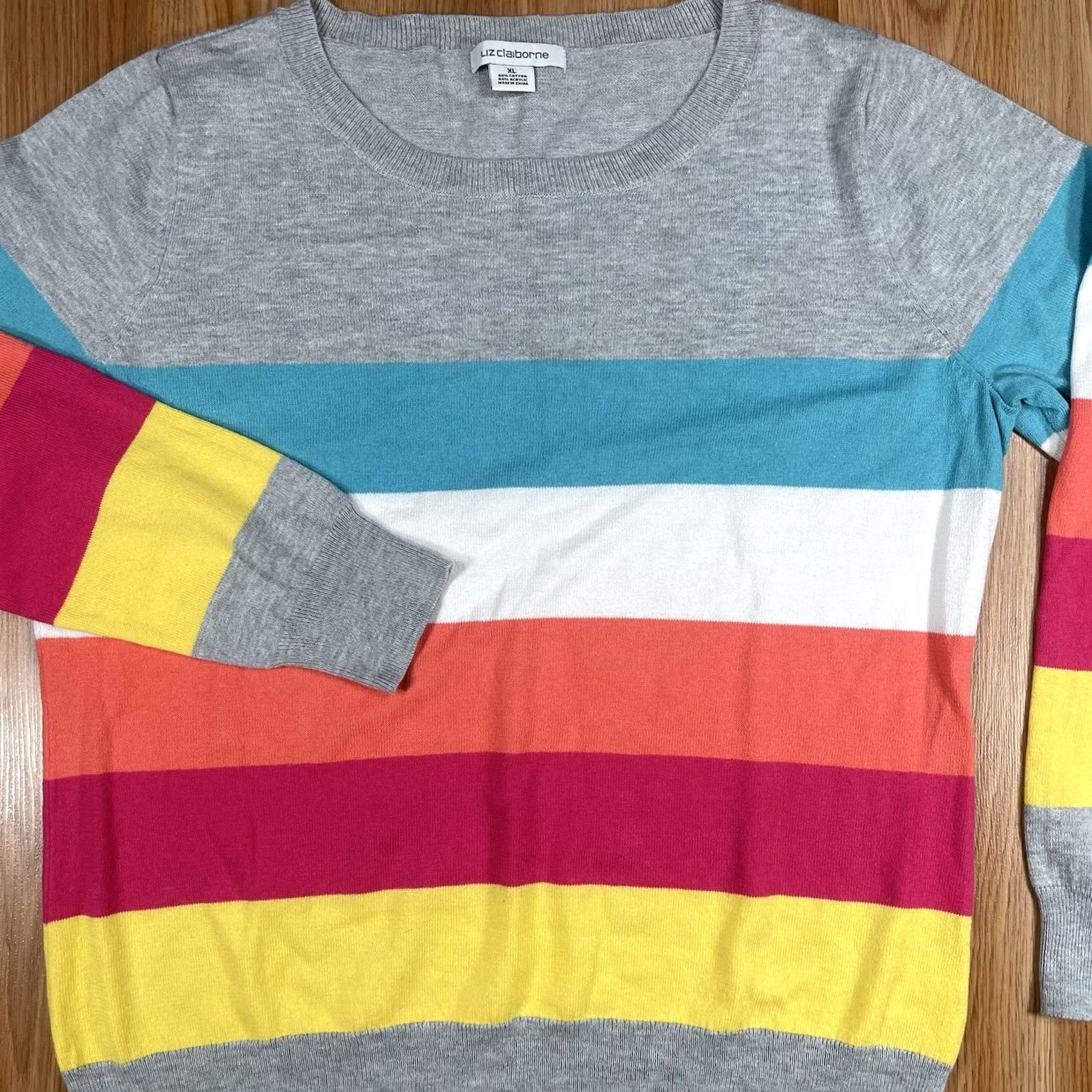 Liz Claiborne Liz Claiborne Knit Sweater Womens XL Round Crew Neck Long Sleeve Stripe Size XL / US 12-14 / IT 48-50 - 2 Thumbnail
