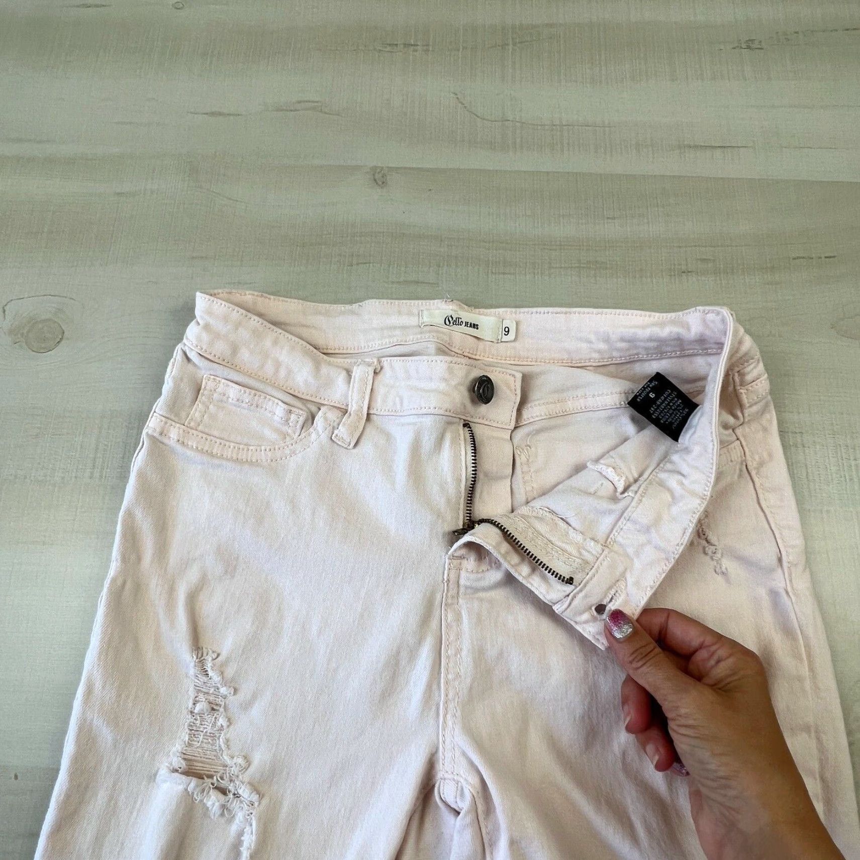 Pinko Cello Womens Blush Pink Distressed Skinny Jeans 9 Juniors Stretch Cotton Blend Mid Rise Size 30" / US 8 / IT 44 - 3 Thumbnail