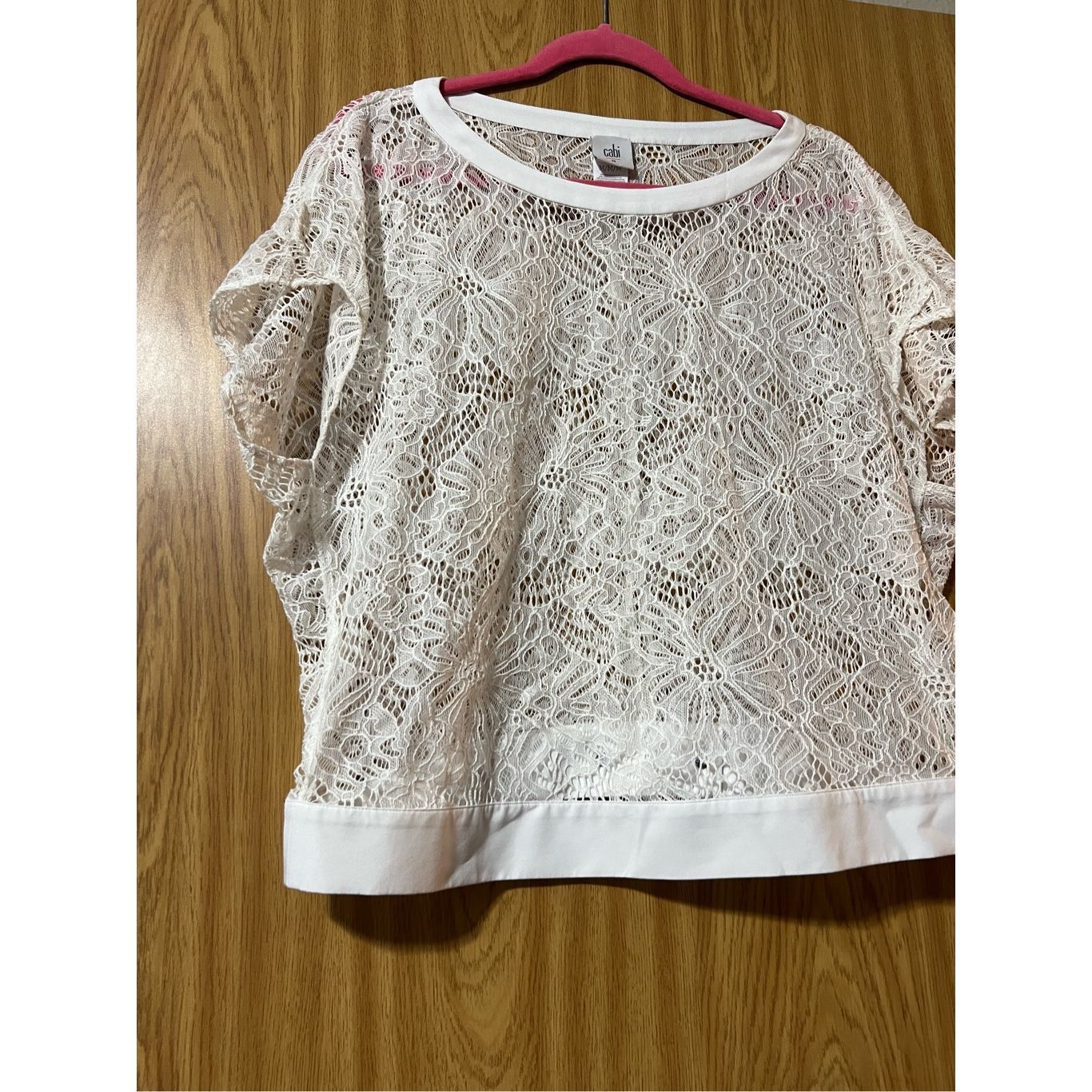 Other Cabi White Lace Top Woman’s Size Medium See Through Top Size M / US 6-8 / IT 42-44 - 2 Thumbnail