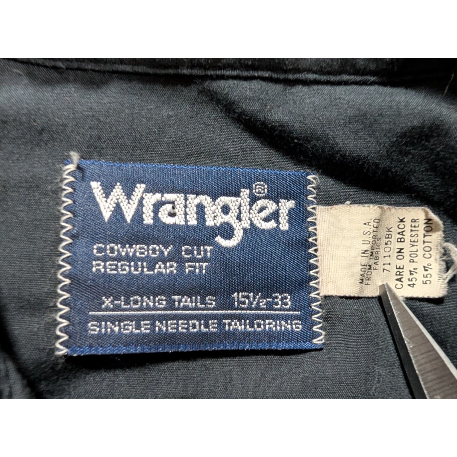 Wrangler VINTAGE Wrangler Shirt Men 15.5 Long Sleeve Black Cotton Poly/Blend Button-Up USA Wrangler Wrancher Size US L / EU 52-54 / 3 - 3 Thumbnail