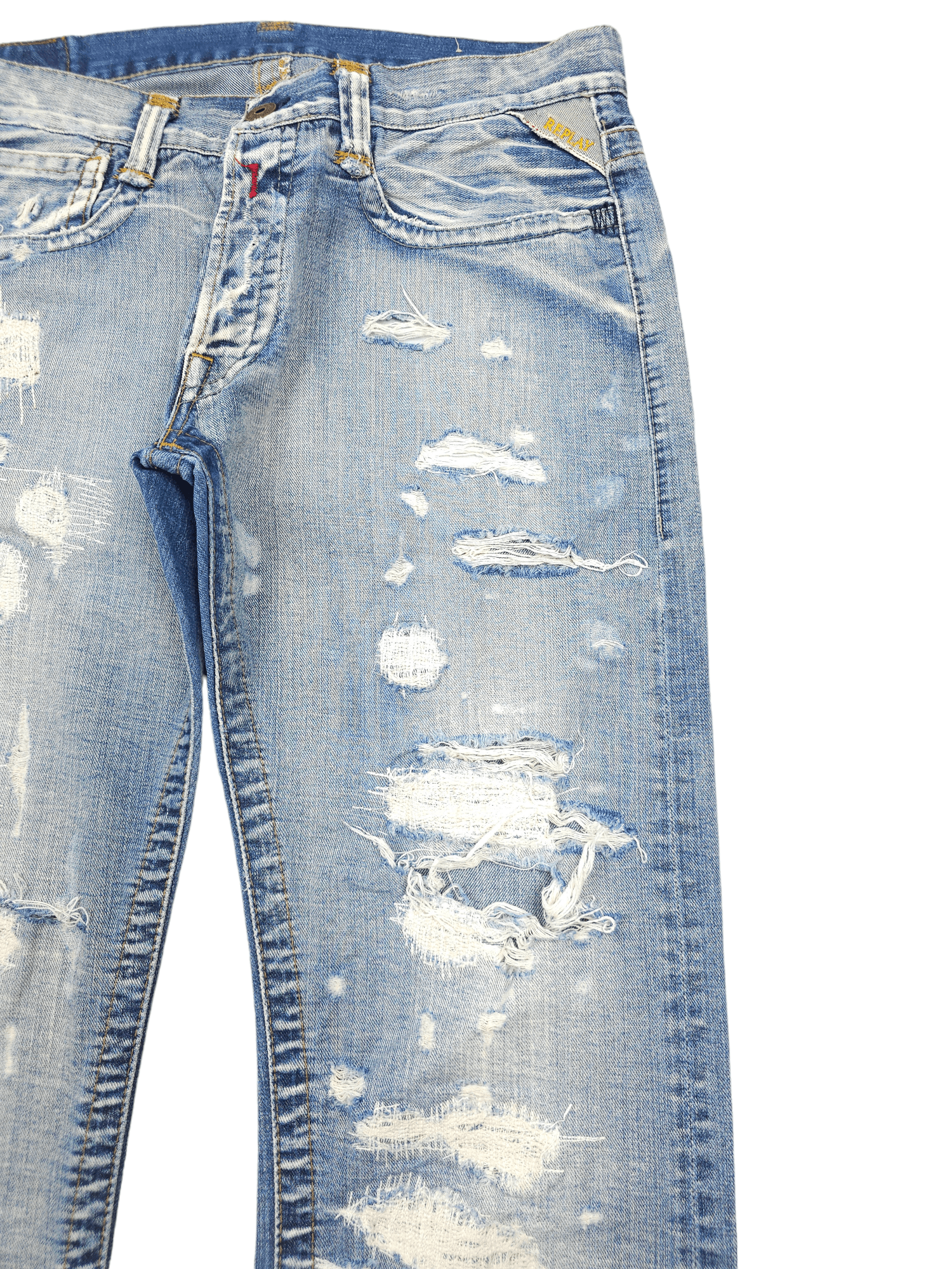 Japanese Brand × Vintage 💎 Size 34/30 Crazy Y2K Ripped Washed Distressed Denim Jeans Size US 34 / EU 50 - 4 Thumbnail